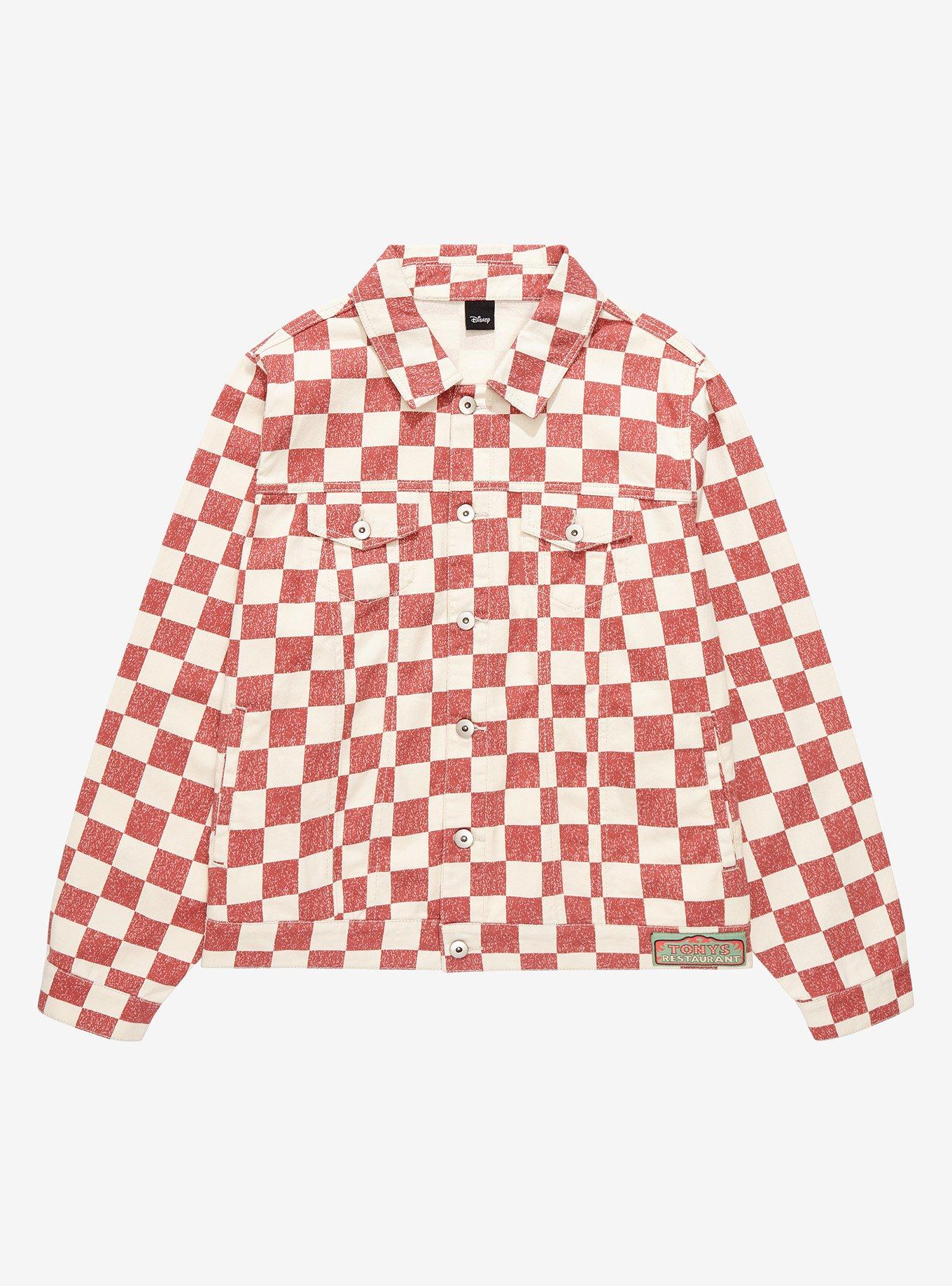 Disney Lady and the Tramp Tony's Restaurant Checkered Plus Size Denim Jacket - BoxLunch Exclusive, MULTI, hi-res