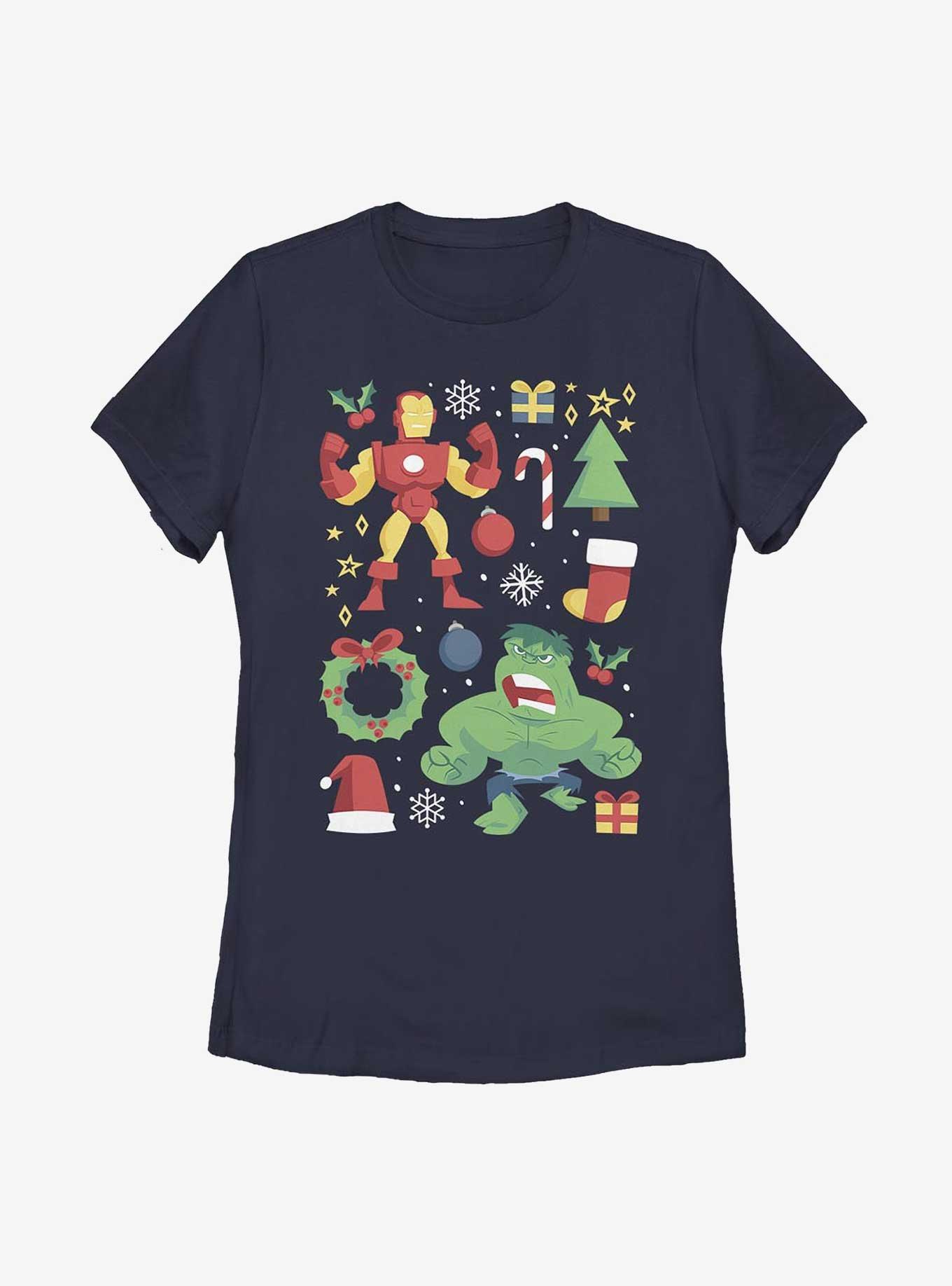Marvel Avengers Holiday Cheer Womens T-Shirt, NAVY, hi-res