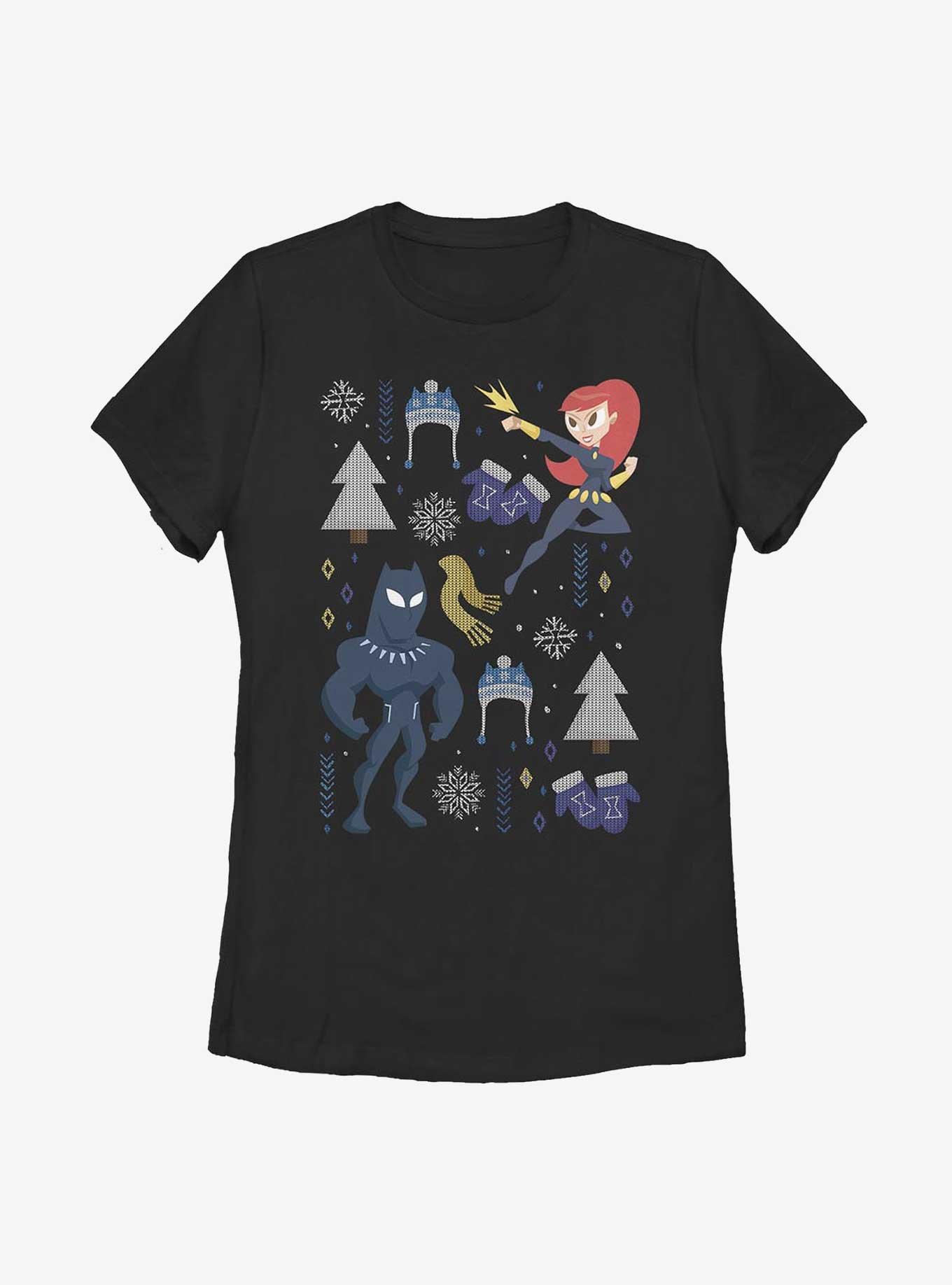 Marvel Black Panther & Black Widow Holiday Womens T-Shirt, , hi-res