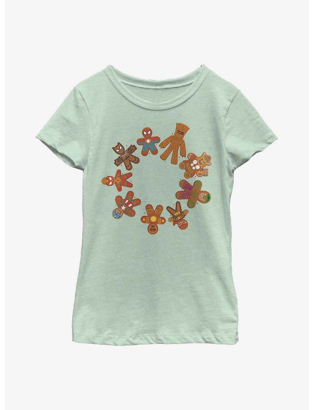 Marvel Gingerbread Cookie Circle Youth Girls T-Shirt, MINT, hi-res