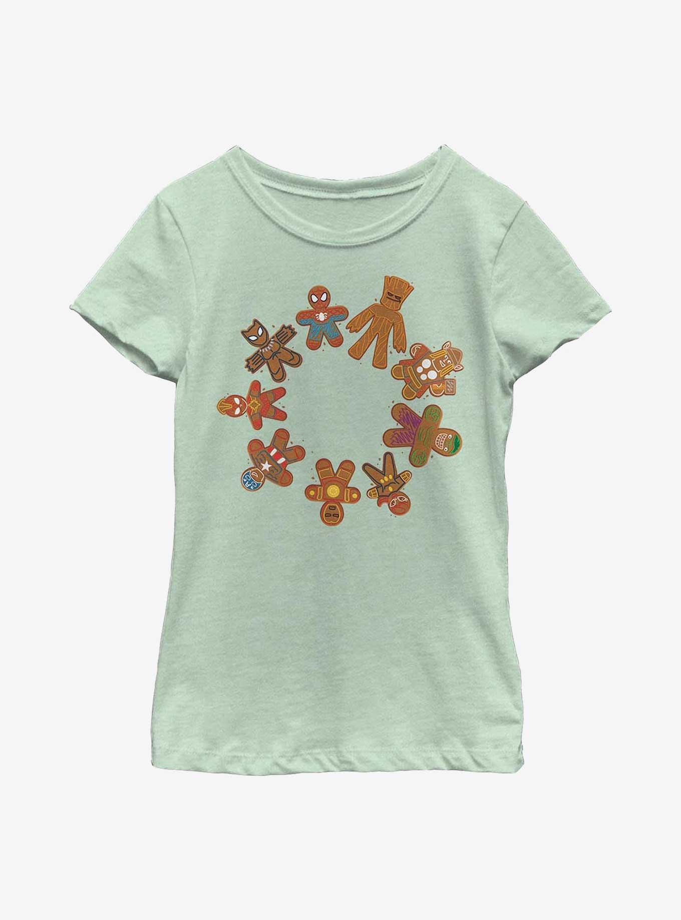 Marvel Gingerbread Cookie Circle Youth Girls T-Shirt, MINT, hi-res