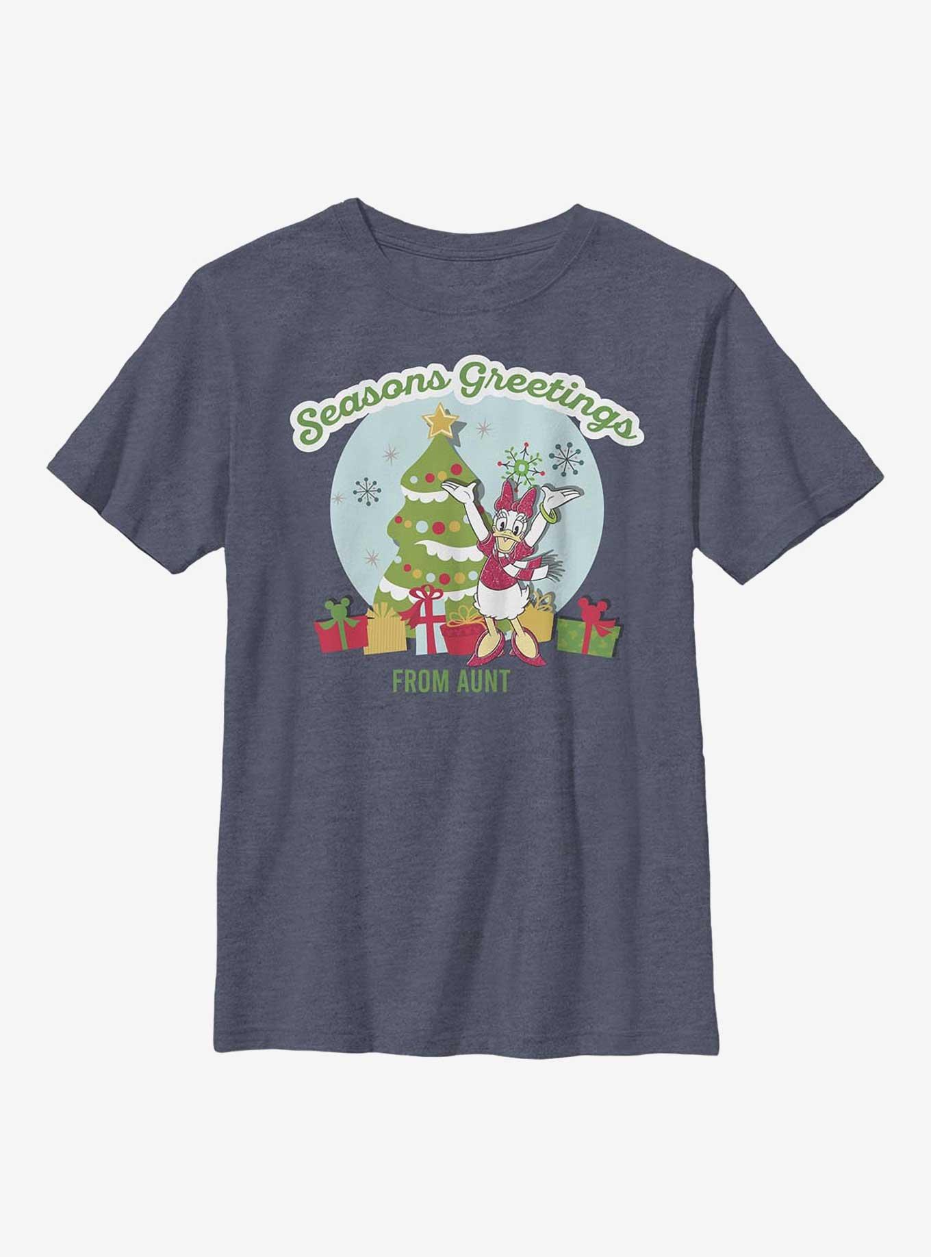 Disney Daisy Duck Seasonal Greetings From Aunt Youth T-Shirt, NAVY HTR, hi-res