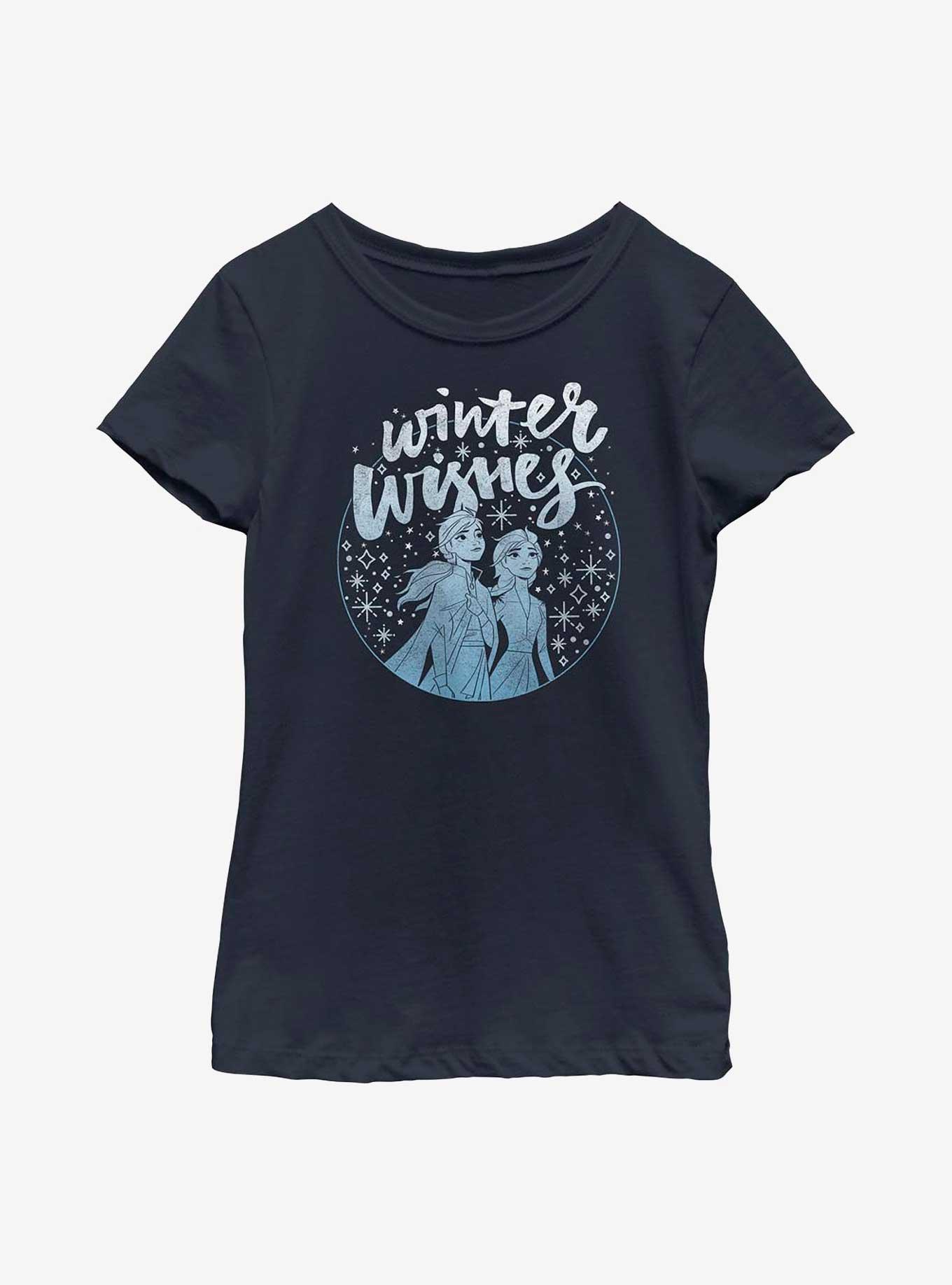 Disney Frozen Winter Wishes Youth Girls T-Shirt, NAVY, hi-res