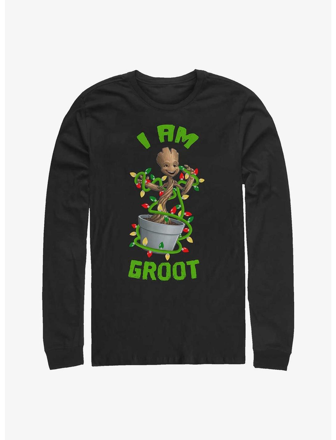 Marvel Guardians Of The Galaxy Holiday Groot Long-Sleeve T-Shirt, BLACK, hi-res