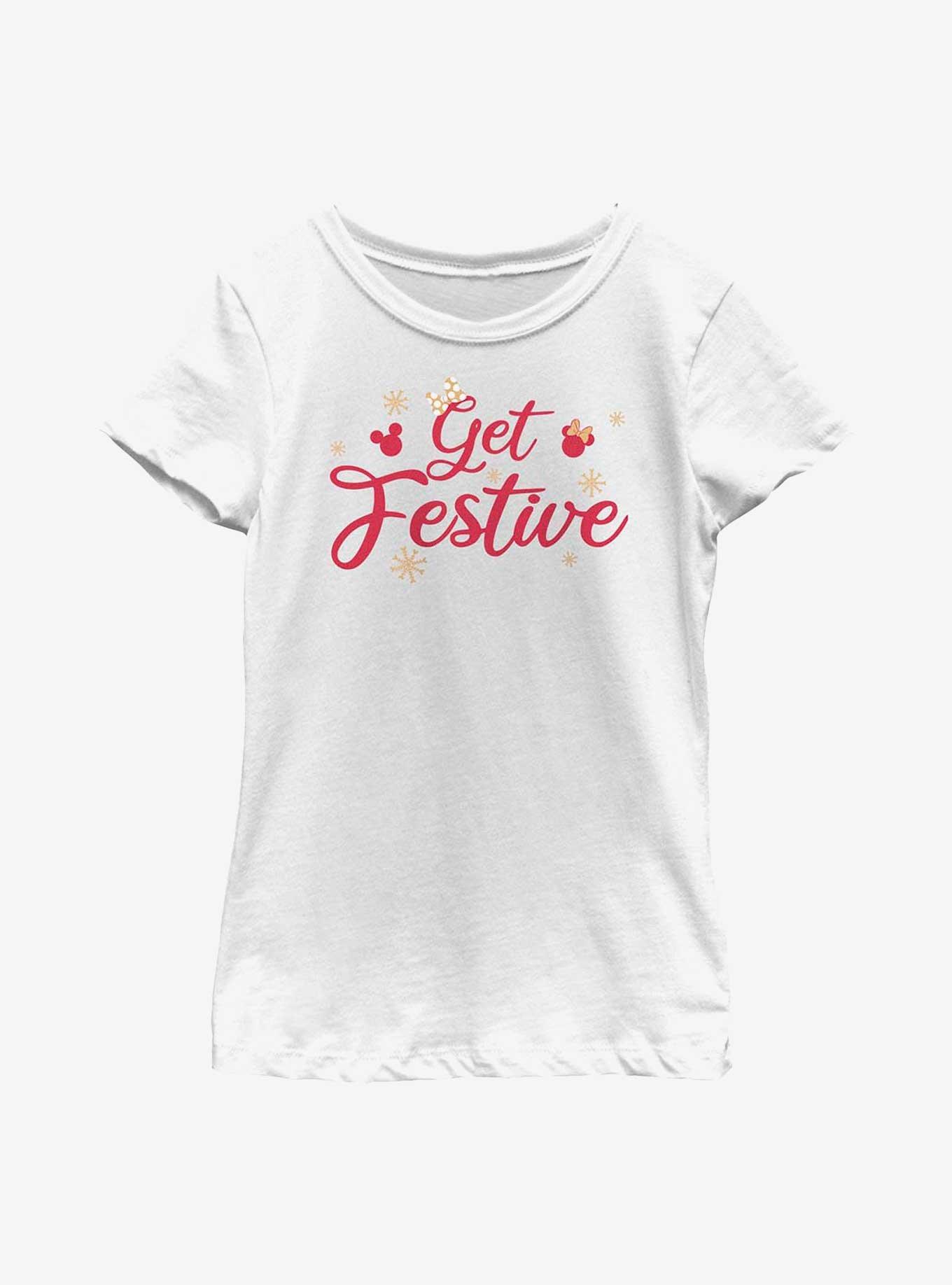 Disney Mickey Mouse Get Festive Youth Girls T-Shirt, WHITE, hi-res