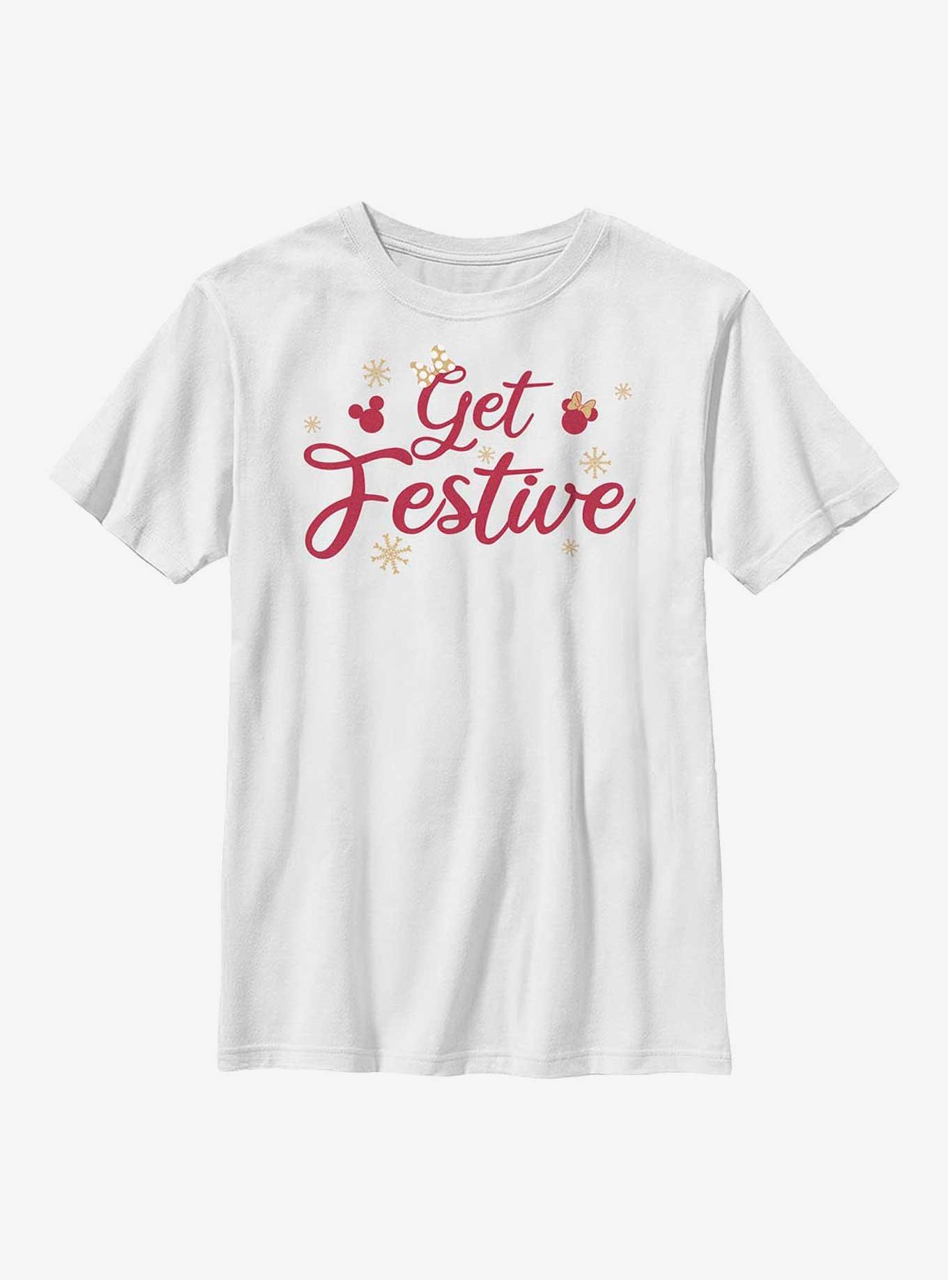 Disney Mickey Mouse Get Festive Youth T-Shirt, WHITE, hi-res