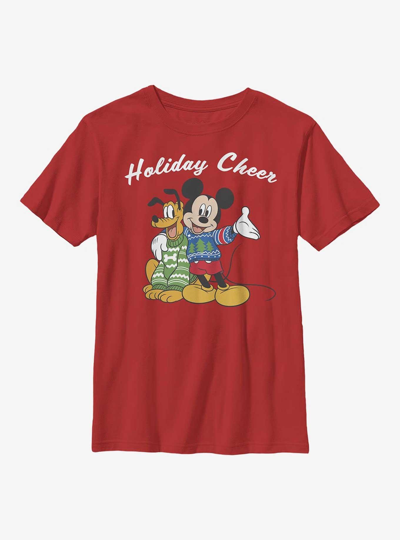 Disney Mickey Mouse Holiday Cheer Youth T-Shirt, RED, hi-res