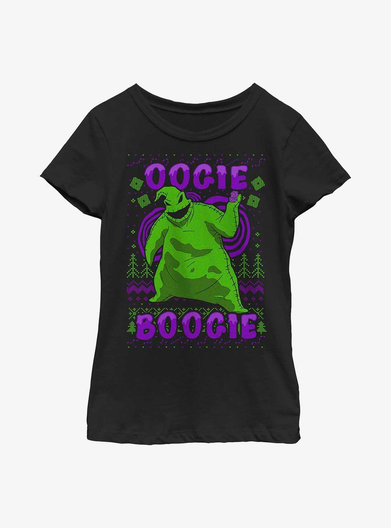 The Nightmare Before Christmas Oogie Boogie Ugly Sweater Youth Girls T-Shirt, BLACK, hi-res