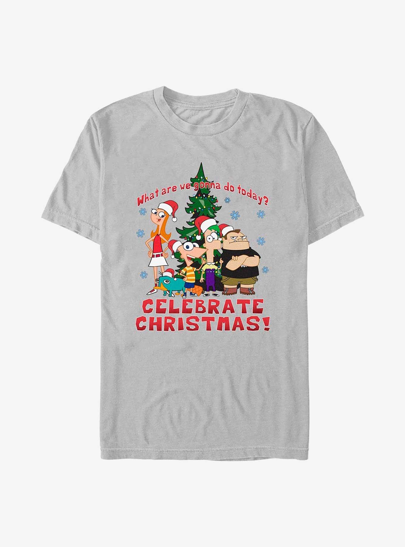 Disney Phineas And Ferb Celebrate Christmas T-Shirt, SILVER, hi-res