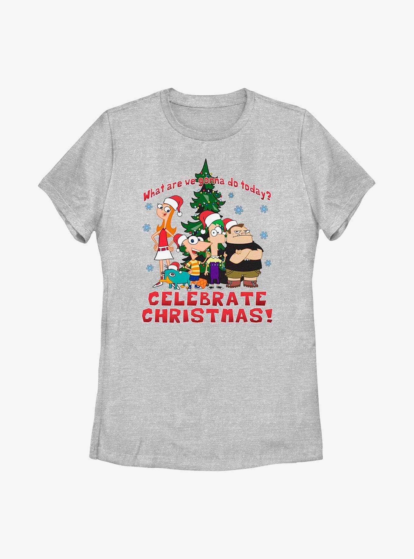 Disney Phineas And Ferb Celebrate Christmas Womens T-Shirt, ATH HTR, hi-res