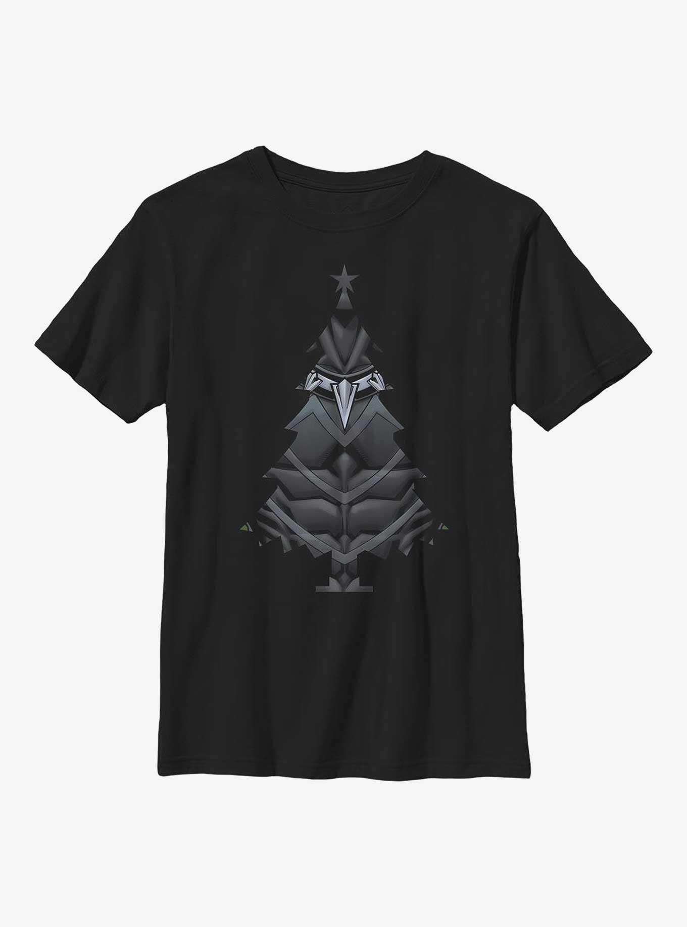 Marvel Avengers Black Panther Christmas Tree Youth T-Shirt, BLACK, hi-res