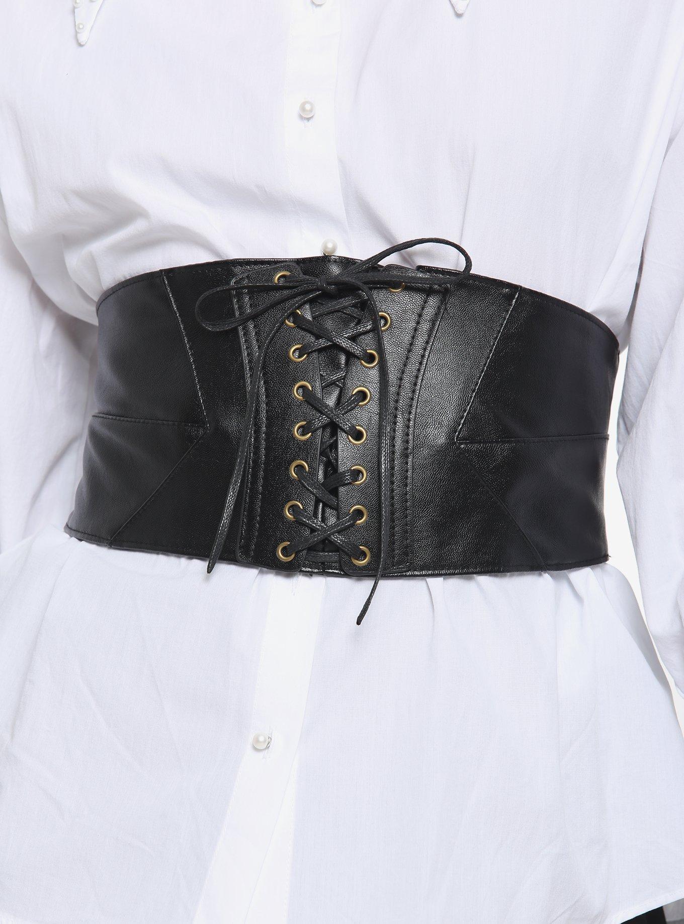 HOTWILL Underbust Corset Belts for Women Lace Up Tie Back Bustier Sheer  Mesh Cincher Waist Belt White at  Women's Clothing store