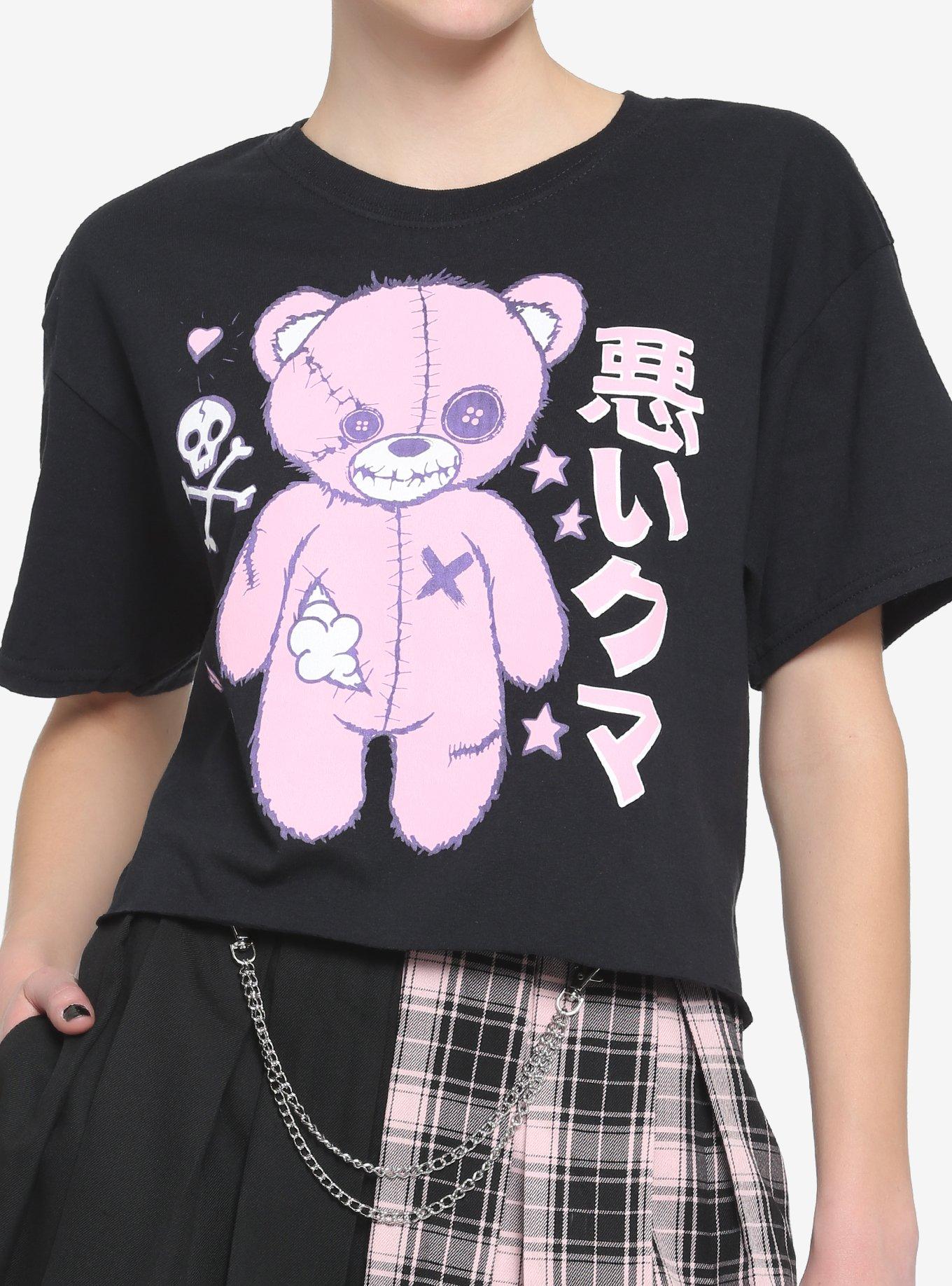 Punk Teddy Bear Girls Crop T-Shirt, MULTI, hi-res