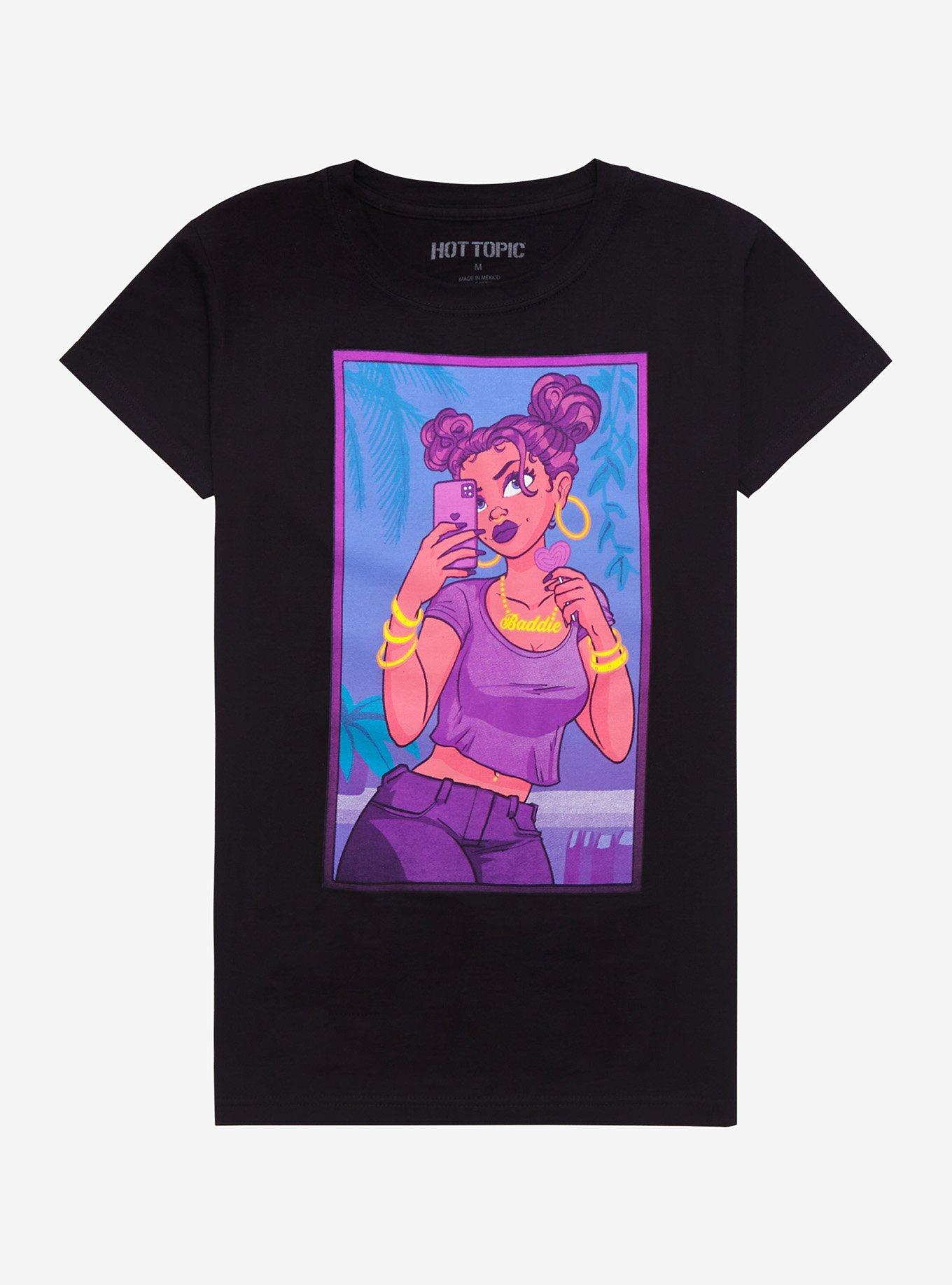 Baddie Girl Selfie Boyfriend Fit Girls T-Shirt, MULTI, hi-res