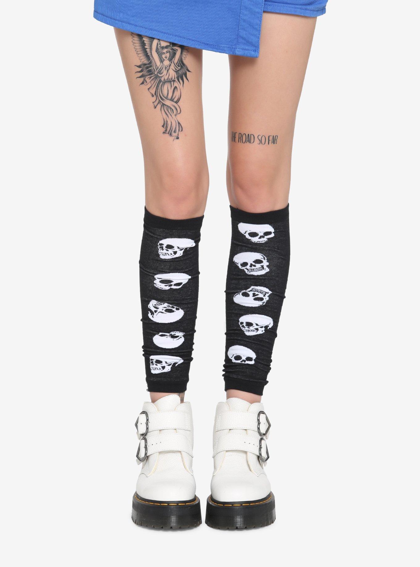 Black & White Skull Leg Warmers, , hi-res