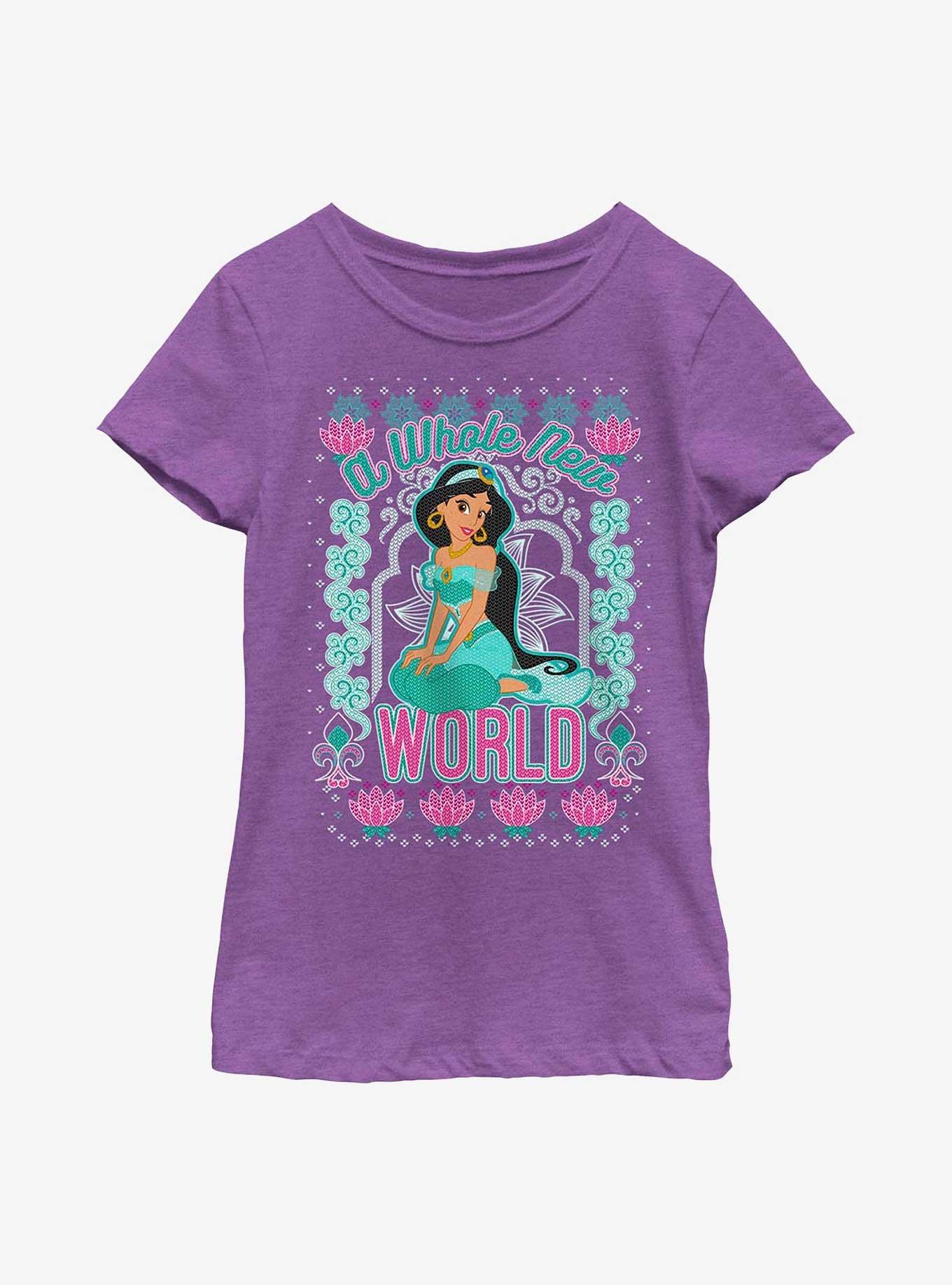 Disney Aladdin Jasmine A Whole New World Pattern Youth Girls T-Shirt, PURPLE BERRY, hi-res