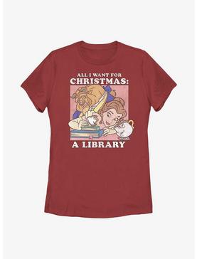 Disney Beauty And The Beast A Library Christmas Present Womens T-Shirt, , hi-res