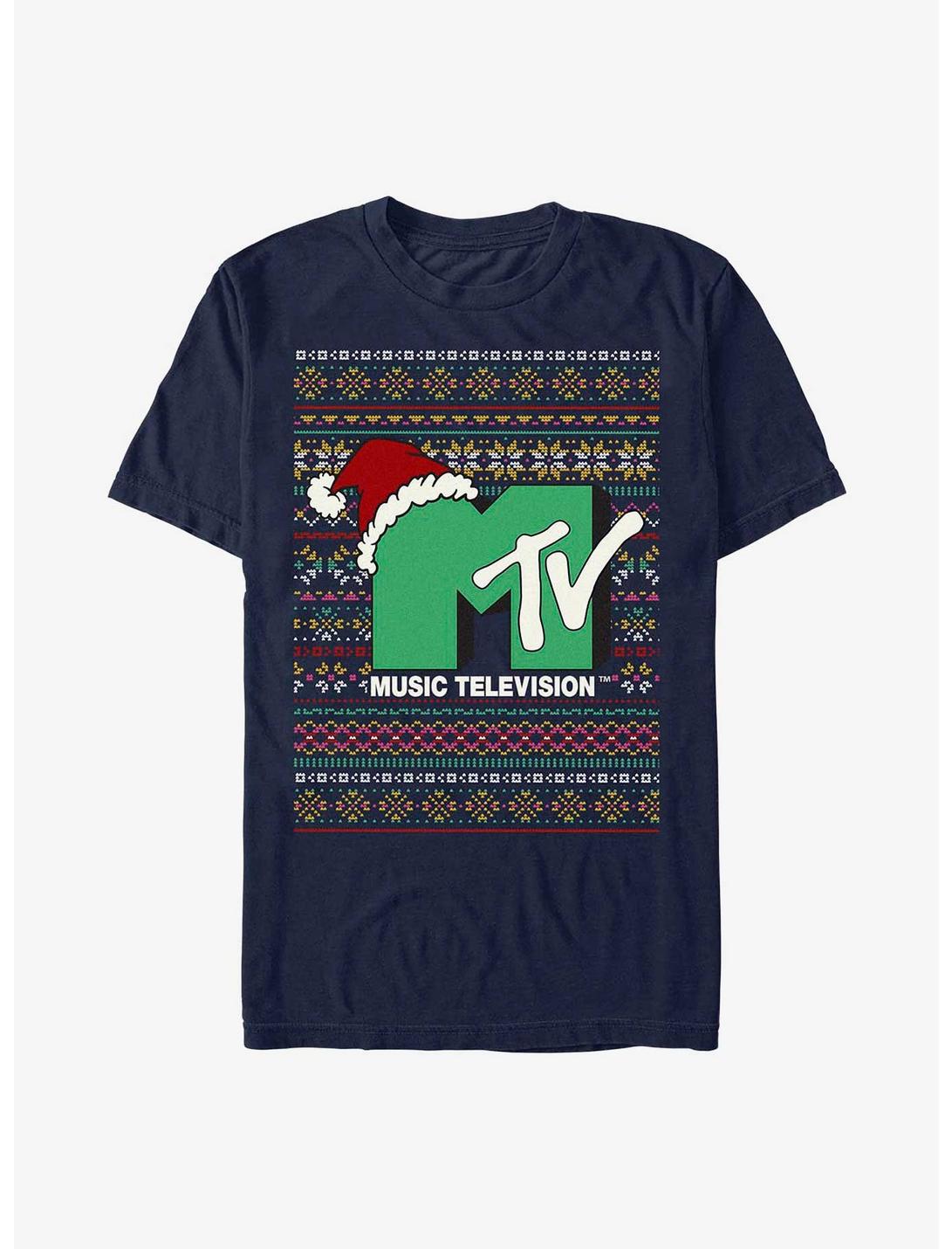 MTV Ugly Sweater Pattern T-Shirt, NAVY, hi-res