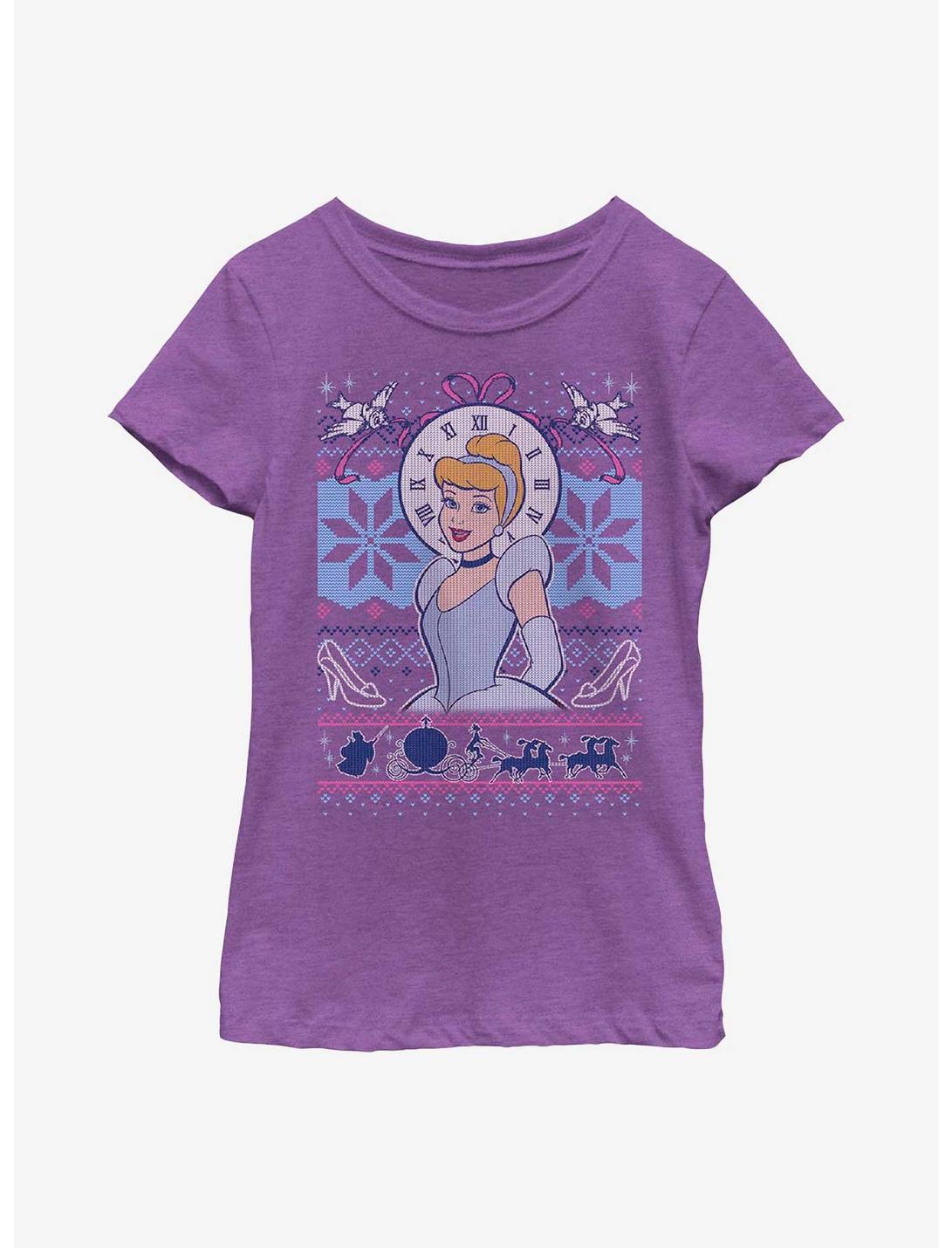 Disney Cinderella Ugly Sweater Pattern Youth Girls T-Shirt, PURPLE BERRY, hi-res