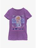Disney Cinderella Ugly Sweater Pattern Youth Girls T-Shirt, PURPLE BERRY, hi-res