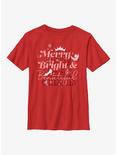 Disney Cinderella Castle Merry, Bright & Beautiful Youth T-Shirt, RED, hi-res