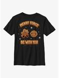 Star Wars The Mandalorian Merry Force Be With You Cookies Youth T-Shirt, BLACK, hi-res