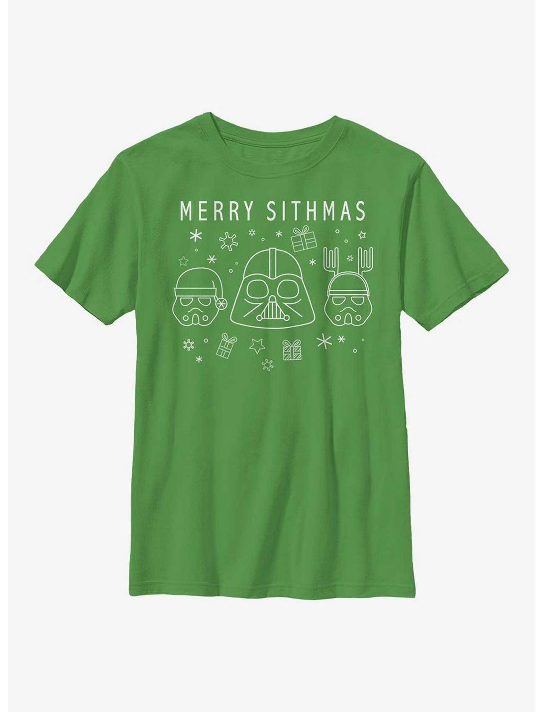 Star Wars Sithmas Line Art Youth T-Shirt, KELLY, hi-res