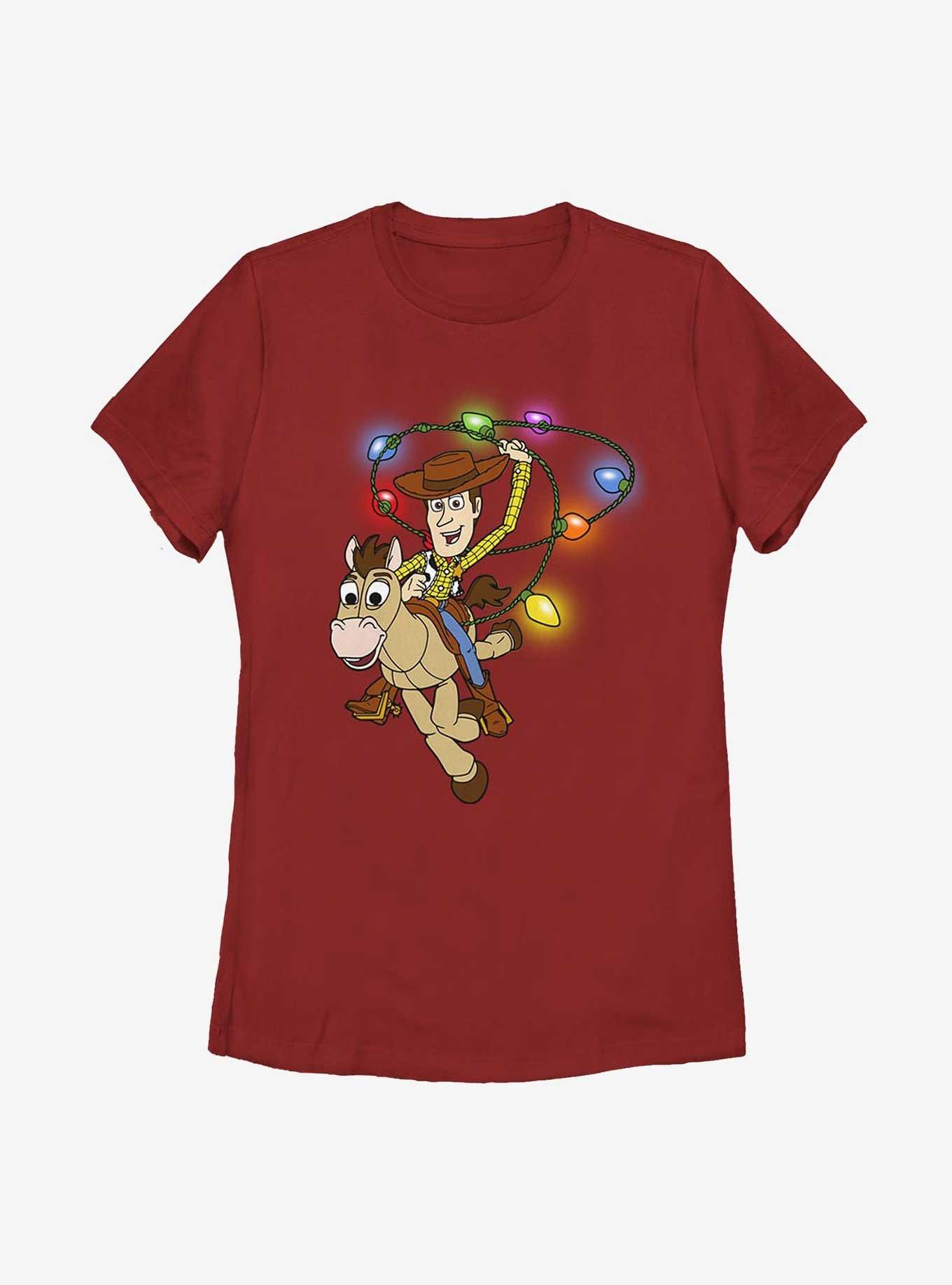 Disney Pixar Toy Story Woody Christmas Lasso Womens T-Shirt, RED, hi-res