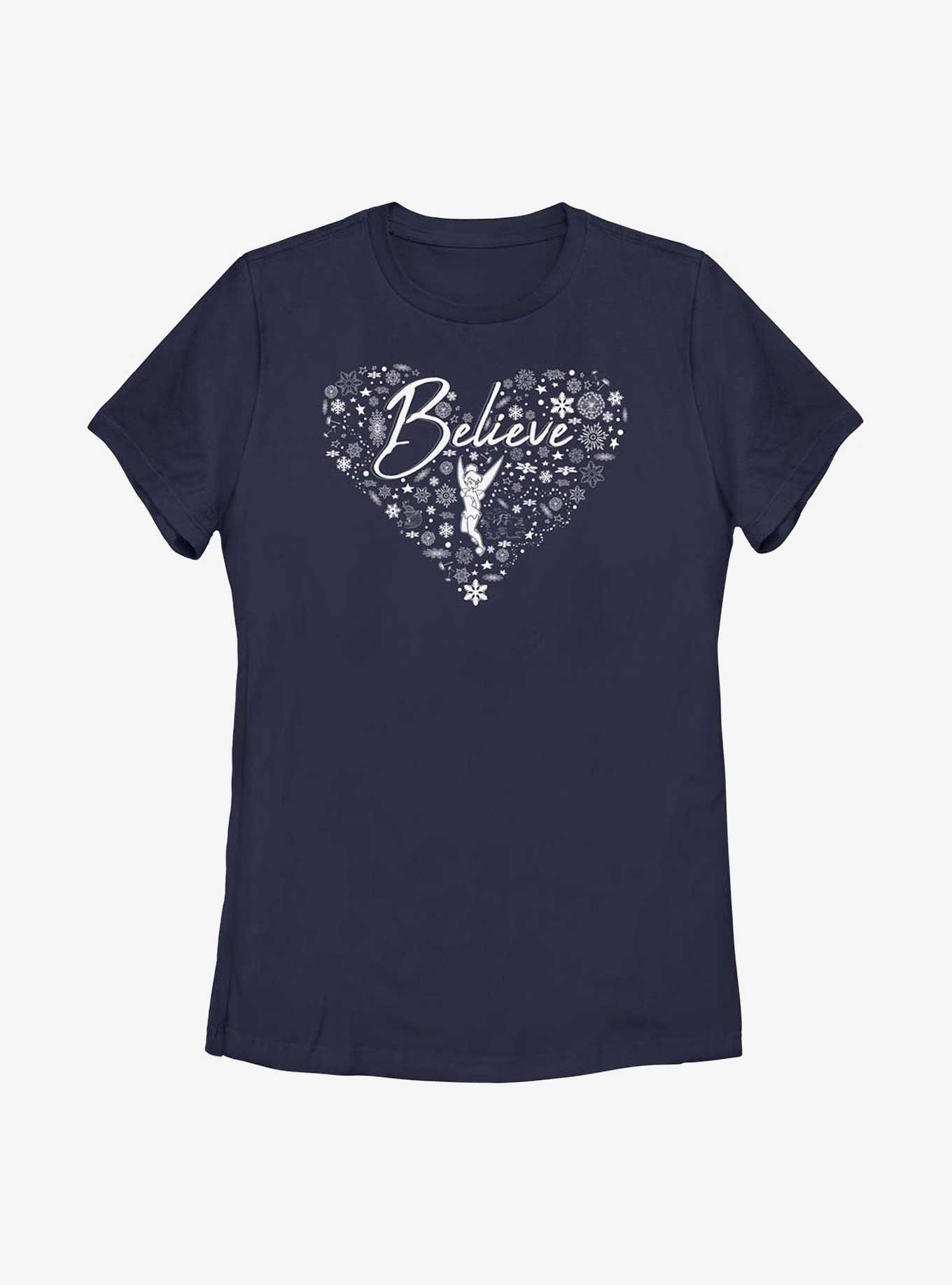 Disney Tinkerbell Believe Winter Fill Womens T-Shirt, NAVY, hi-res