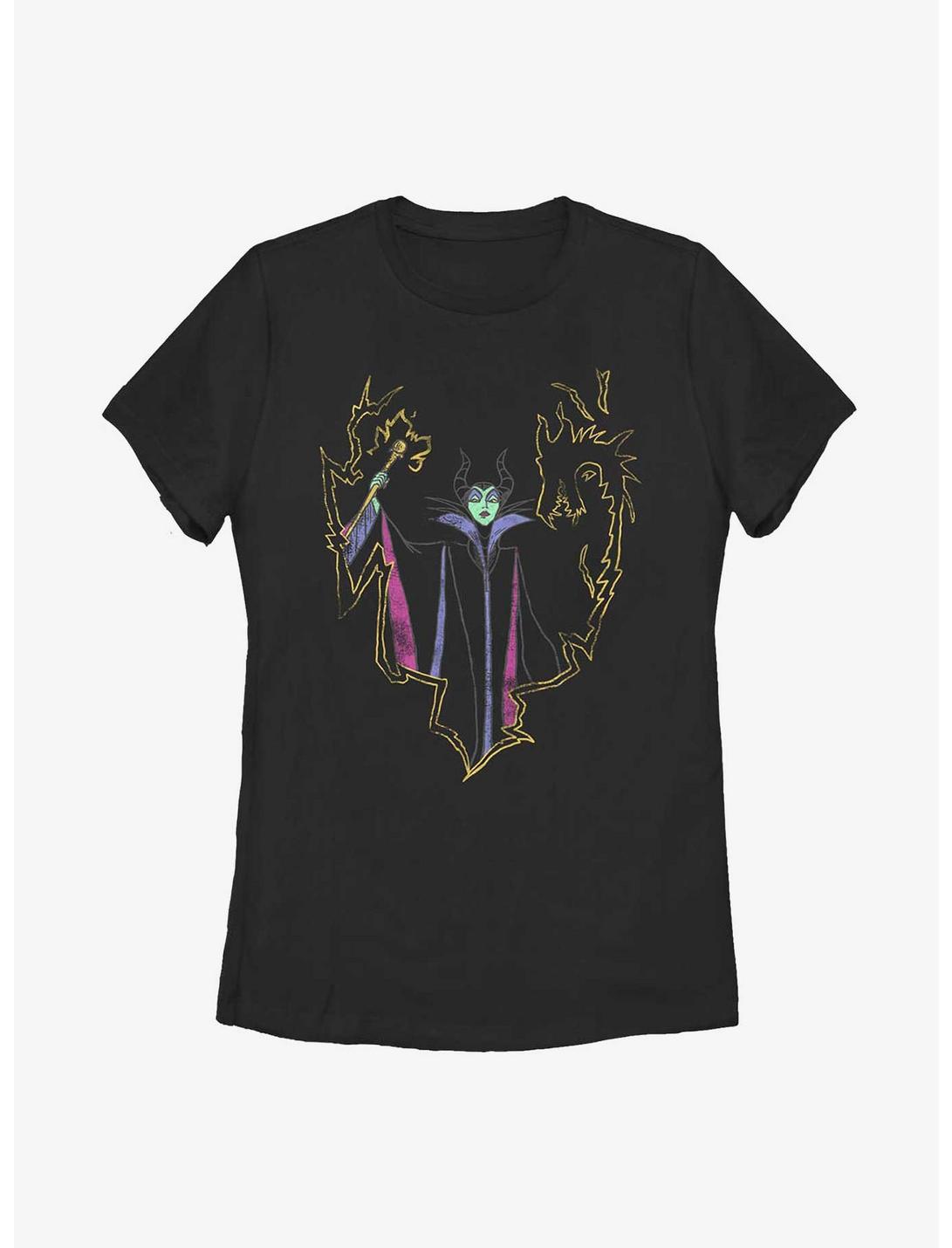 Disney Sleeping Beauty Maleficent Drawn Magic Womens T-Shirt, BLACK, hi-res