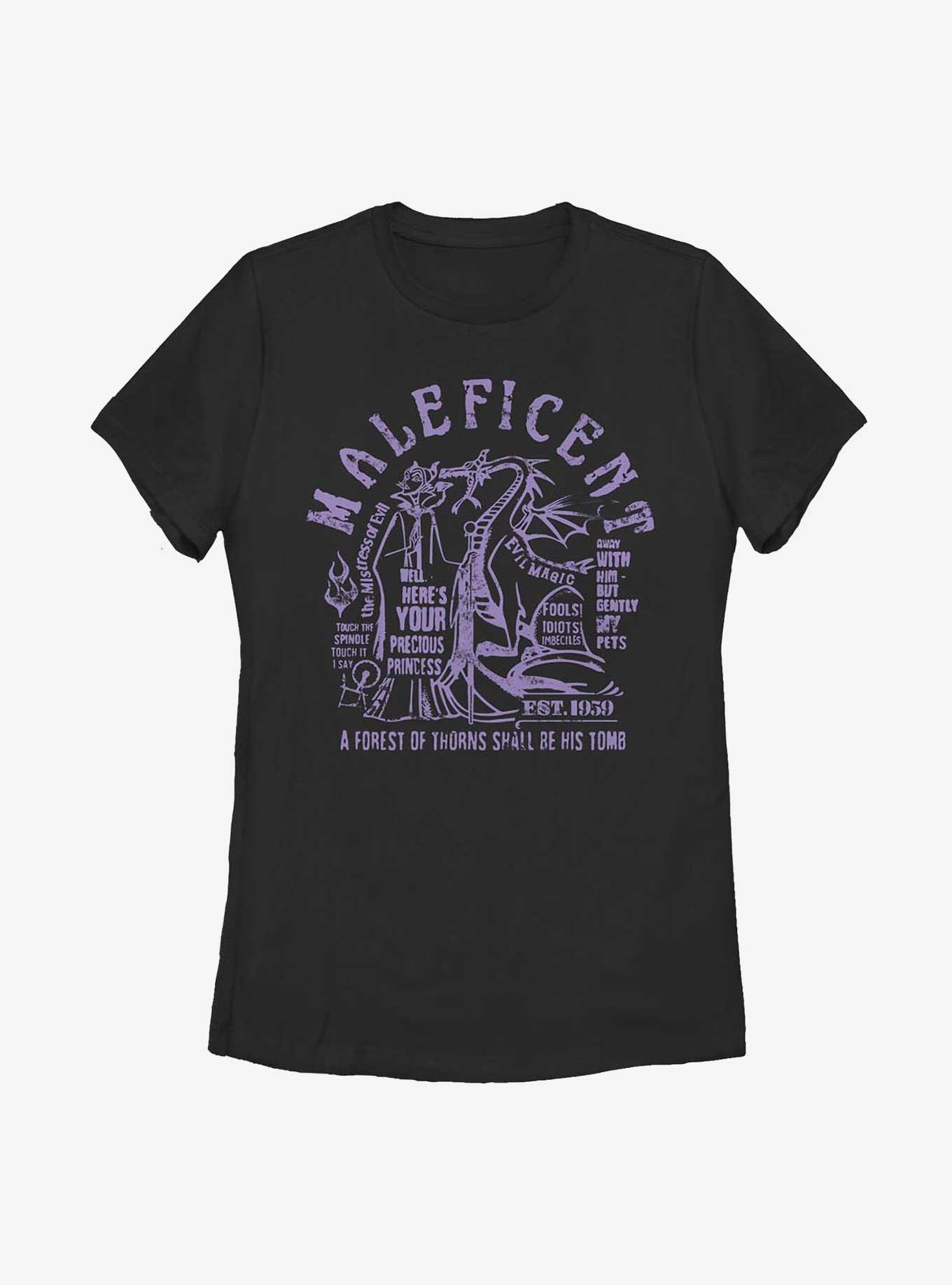 Disney Sleeping Beauty Maleficent Verbiage Womens T-Shirt, BLACK, hi-res