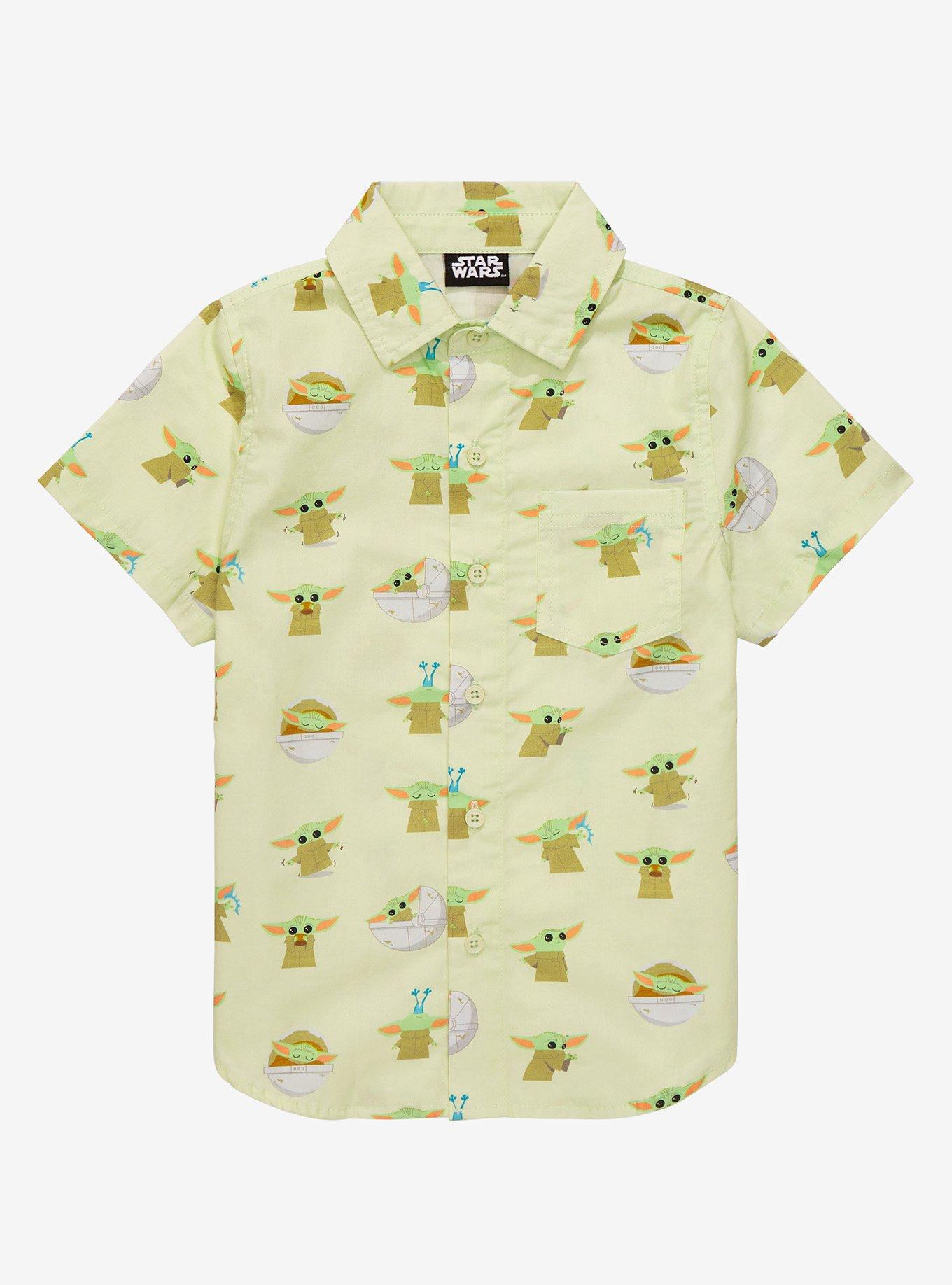 Star Wars The Mandalorian The Child Allover Print Toddler Woven Button-Up - BoxLunch Exclusive , BRIGHT WHITE, hi-res