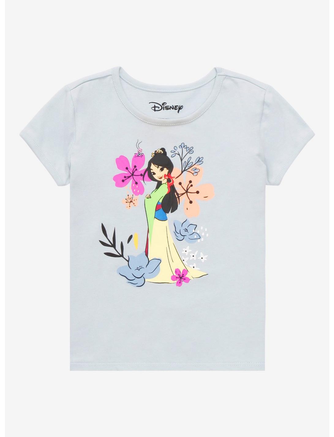 Disney Mulan Floral Sketch Art Toddler T-Shirt - BoxLunch Exclusive , GREY, hi-res