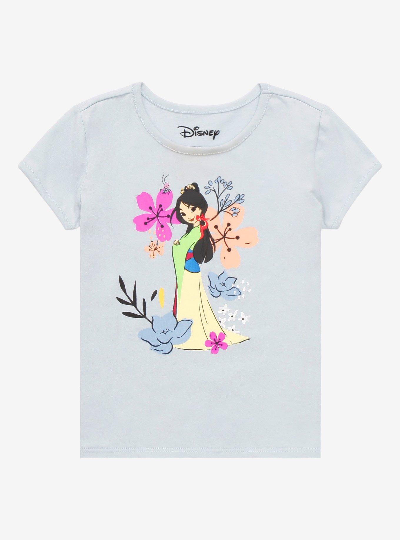 Disney Mulan Floral Sketch Art Toddler T-Shirt - BoxLunch Exclusive , GREY, hi-res