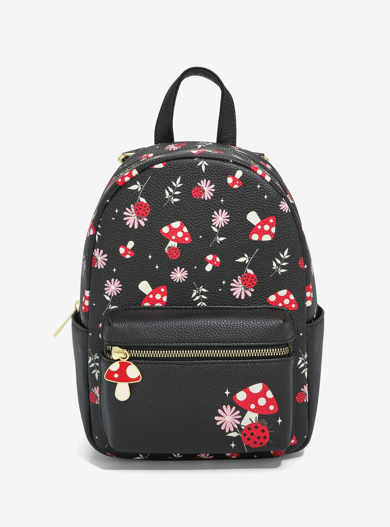 Nwt Hot topic toadstool mushroom backpack red white black deals