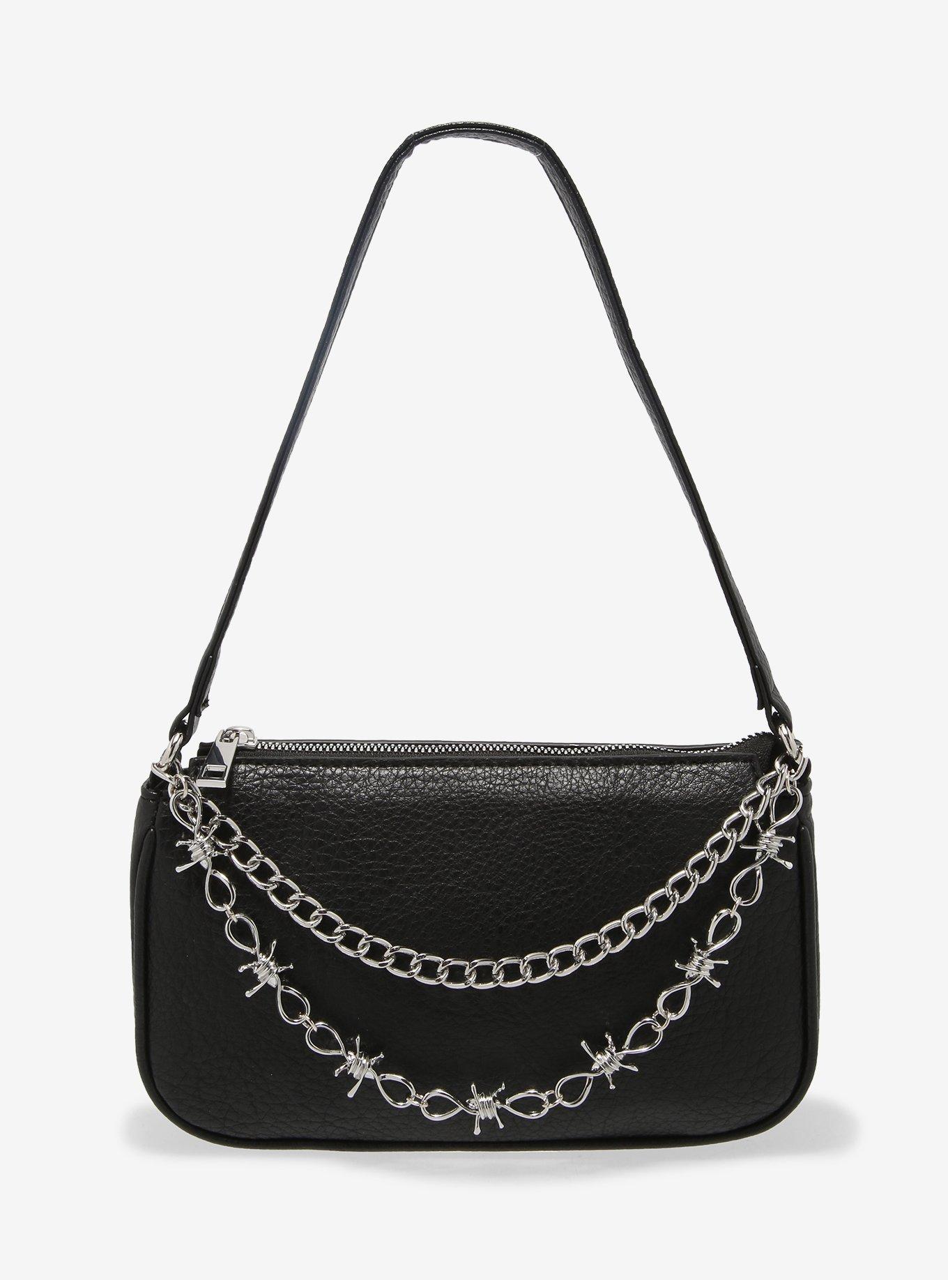 Black Barbed Wire Chain Shoulder Bag, , hi-res