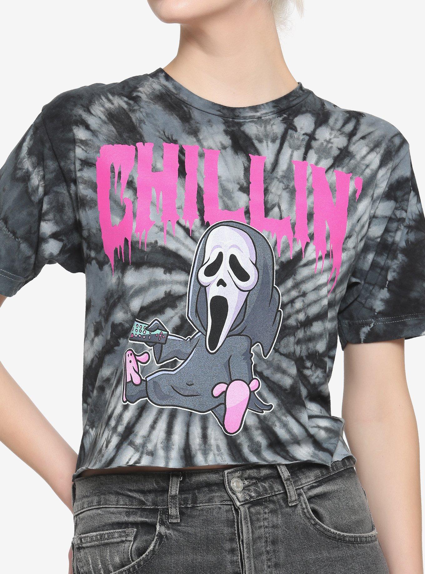 Scream Ghost Face Tie-Dye Girls Crop T-Shirt, MULTI, hi-res