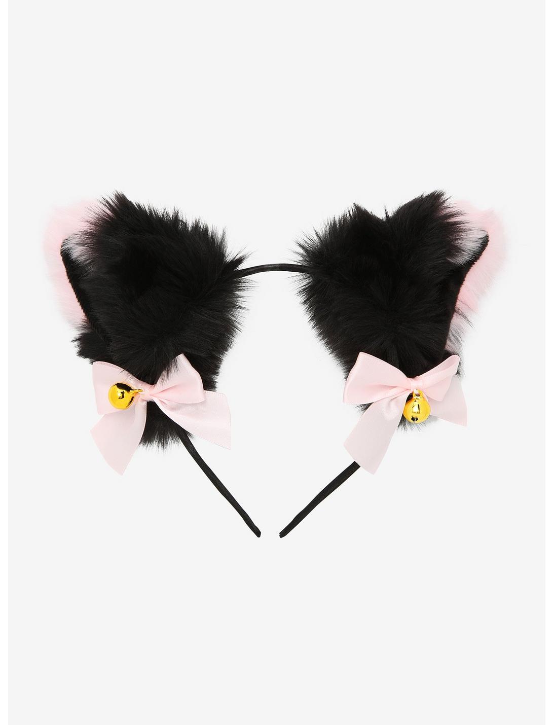 Black & Pink Tip Cat Ear Headband, , hi-res