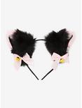 Black & Pink Tip Cat Ear Headband, , hi-res