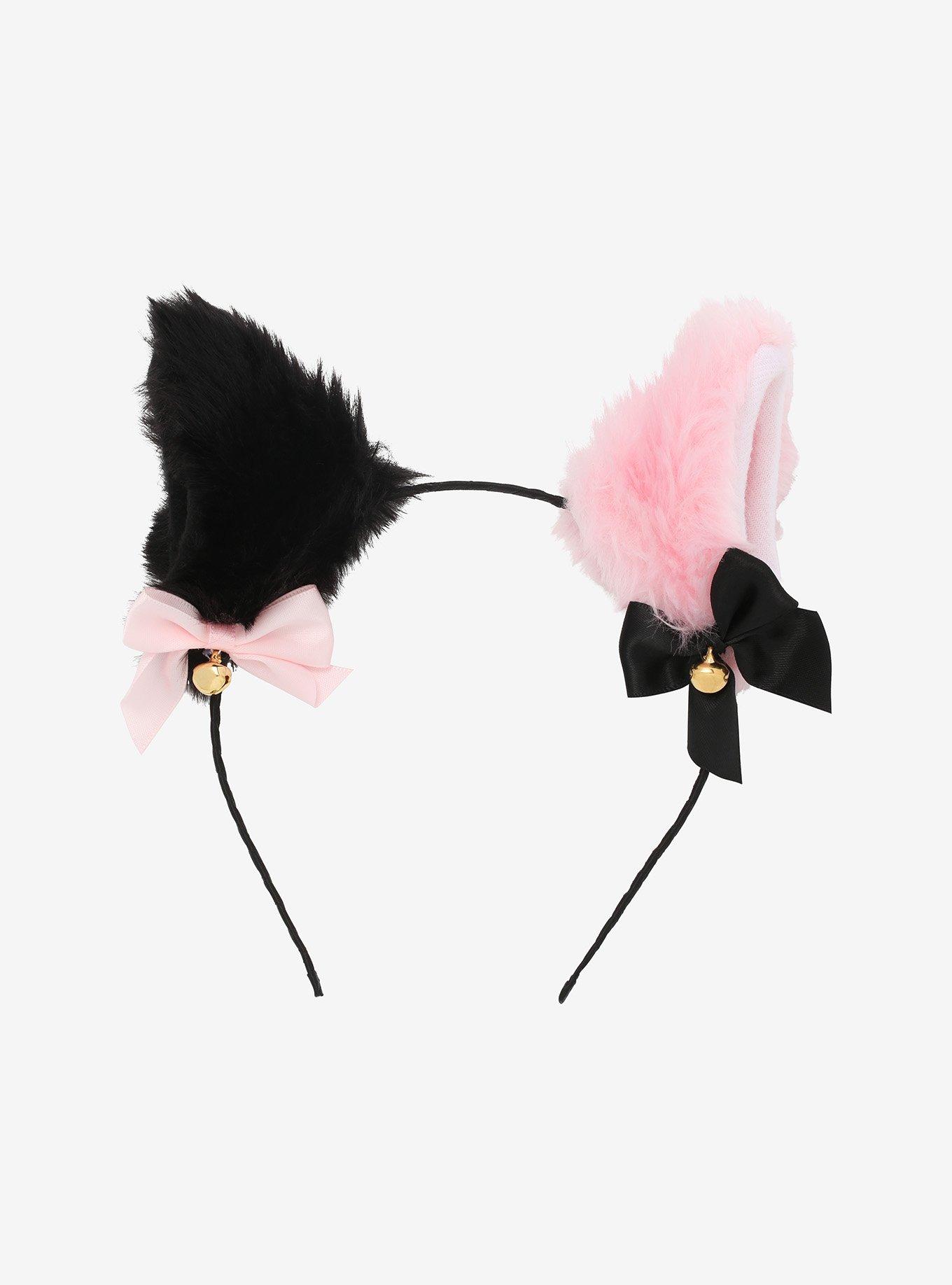 Pink & Black Mismatch Cat Ear Headband, , hi-res
