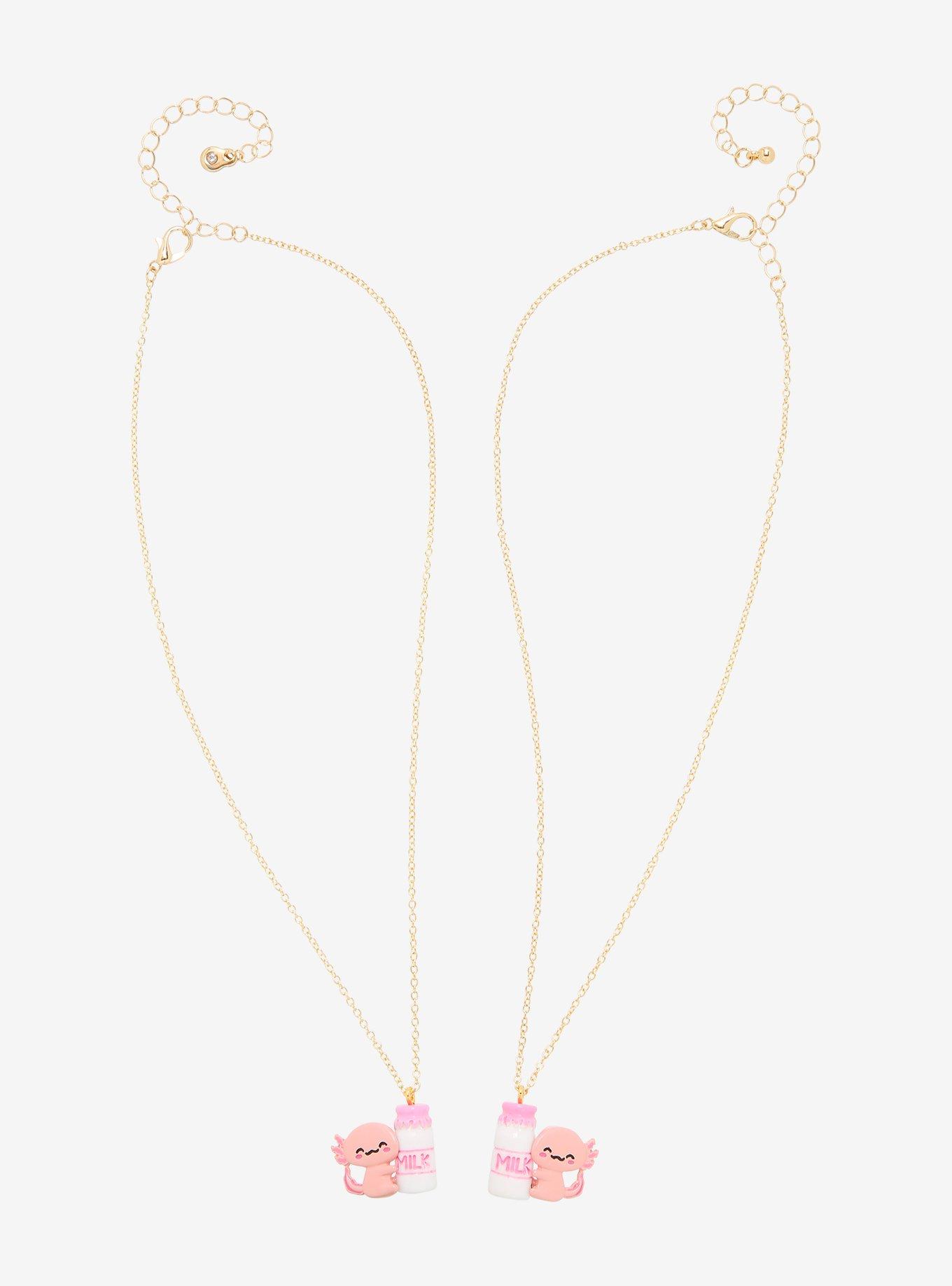 Axolotl Strawberry Milk Best Friend Necklace Set, , hi-res