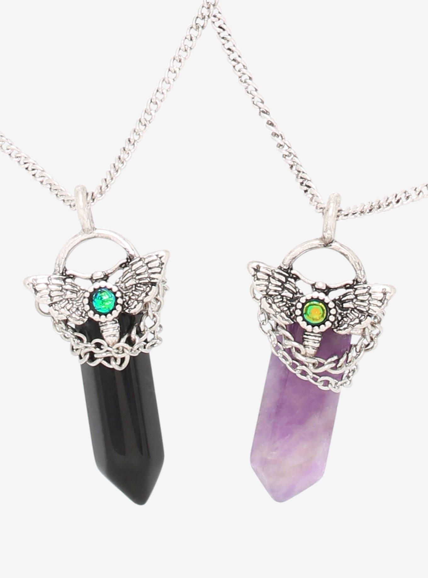 Moth Crystal Best Friend Necklace Set