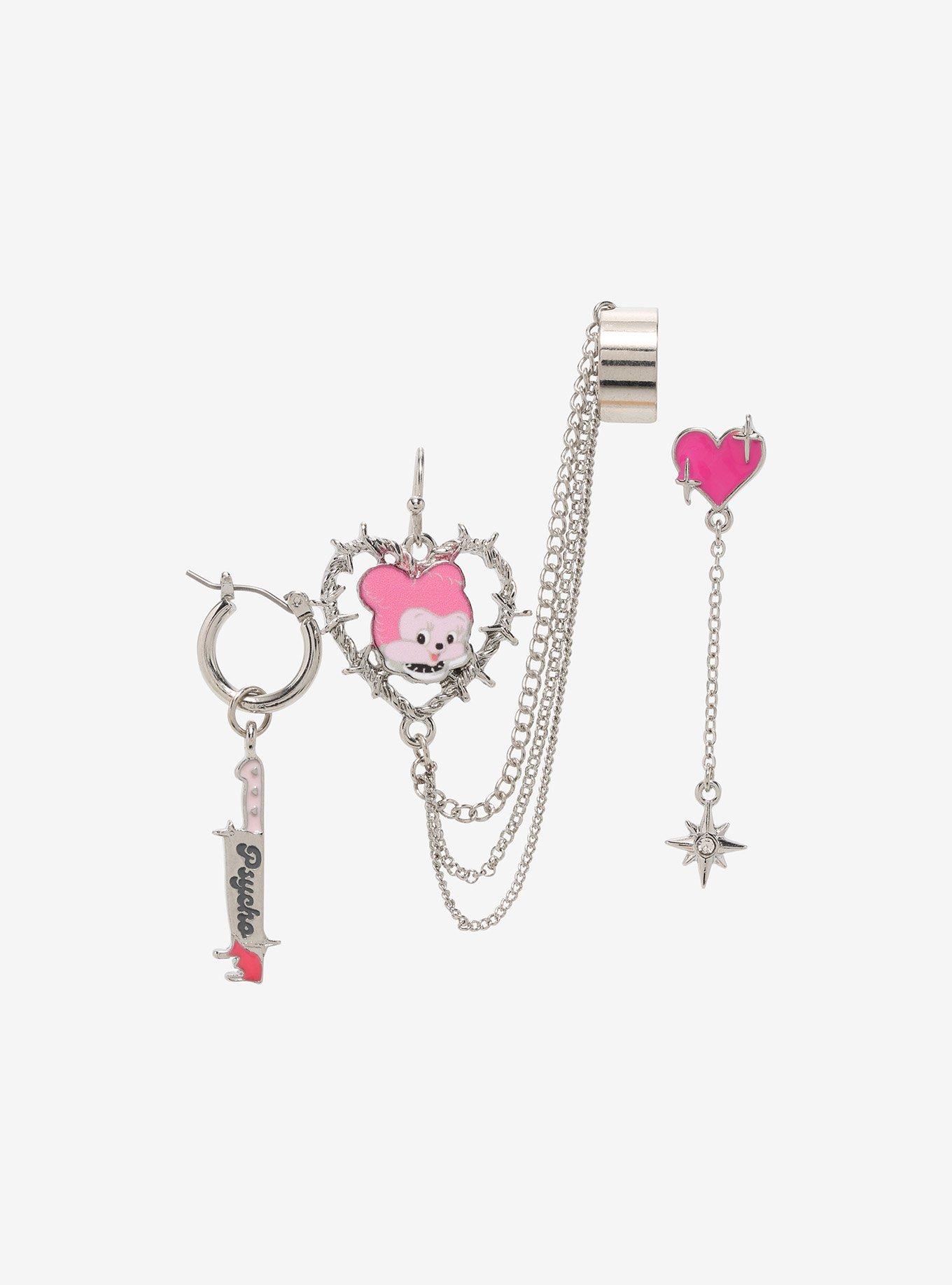 Psycho Heart Cuff Earring Set, , hi-res