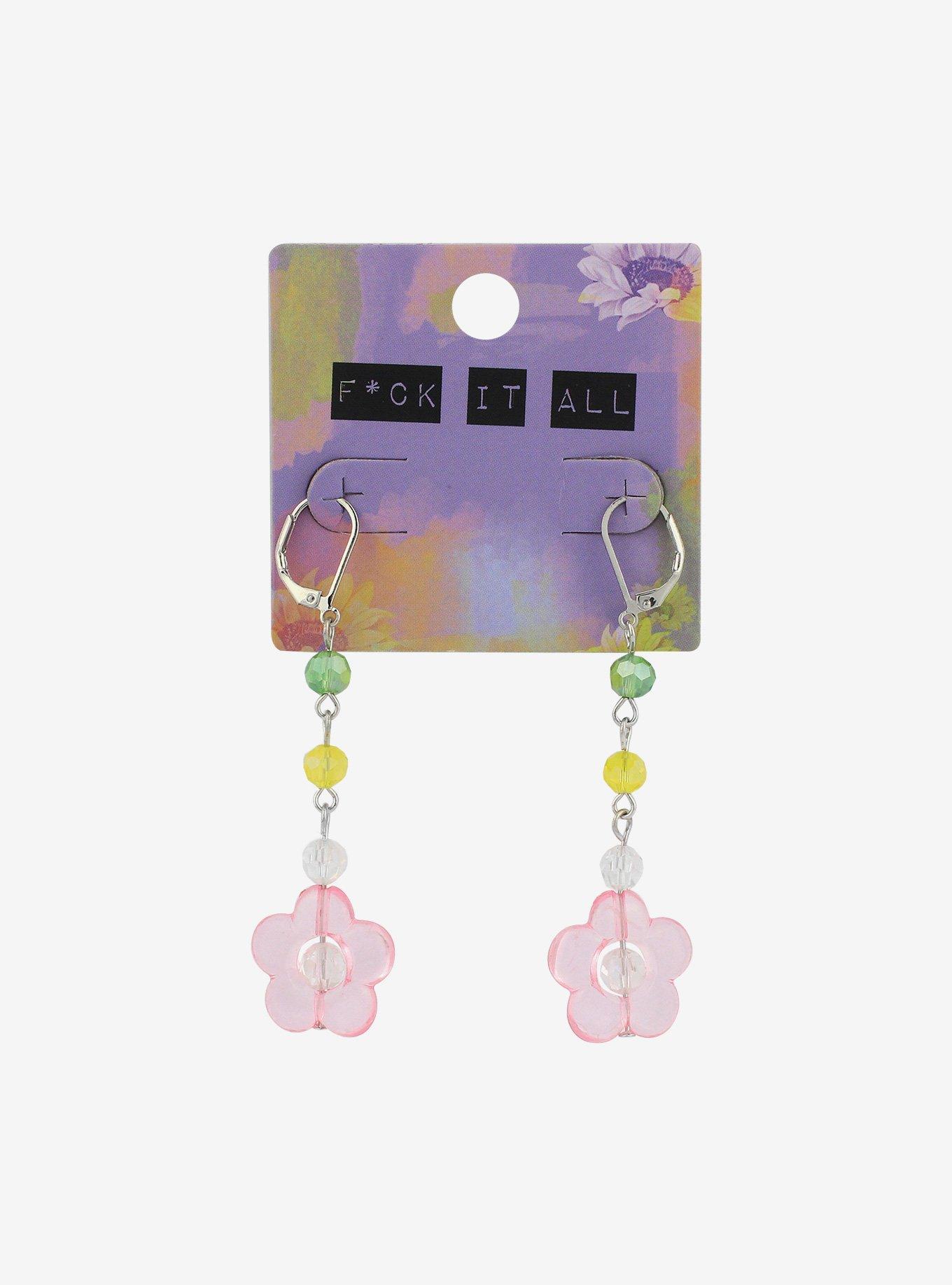 Beaded Flower Earrings, , hi-res