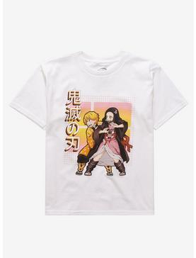 Demon Slayer: Kimetsu No Yaiba Nezuko & Zenitsu Grid Boyfriend Fit Girls T-Shirt, , hi-res