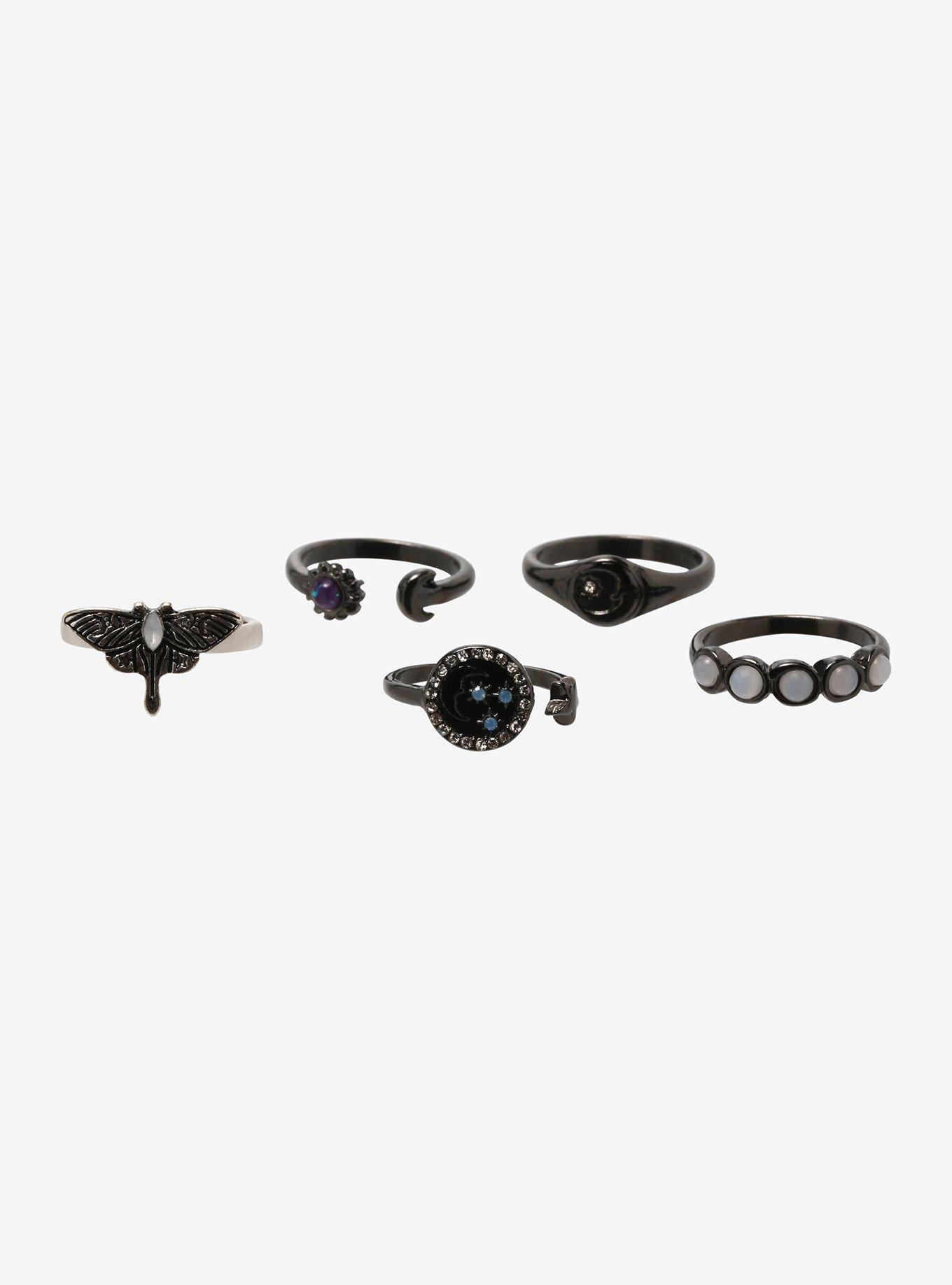 Dark Celestial Moth Ring Set | Hot Topic