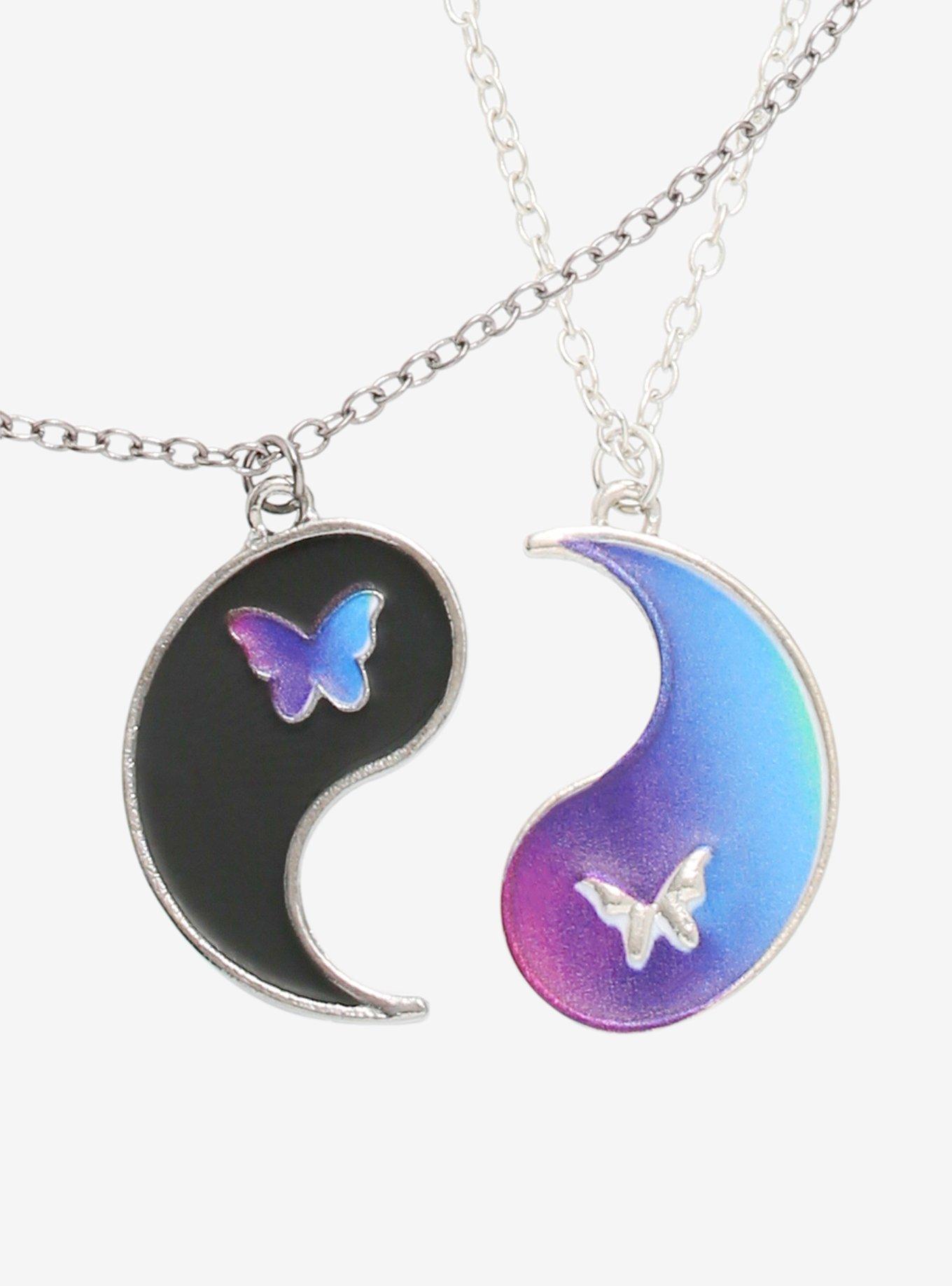 Women Girls Boys Necklace Silver Color Food Rainbow Butterfly Owl Jewelry  Engraved Pendants Friendship Necklaces Pack of 2 