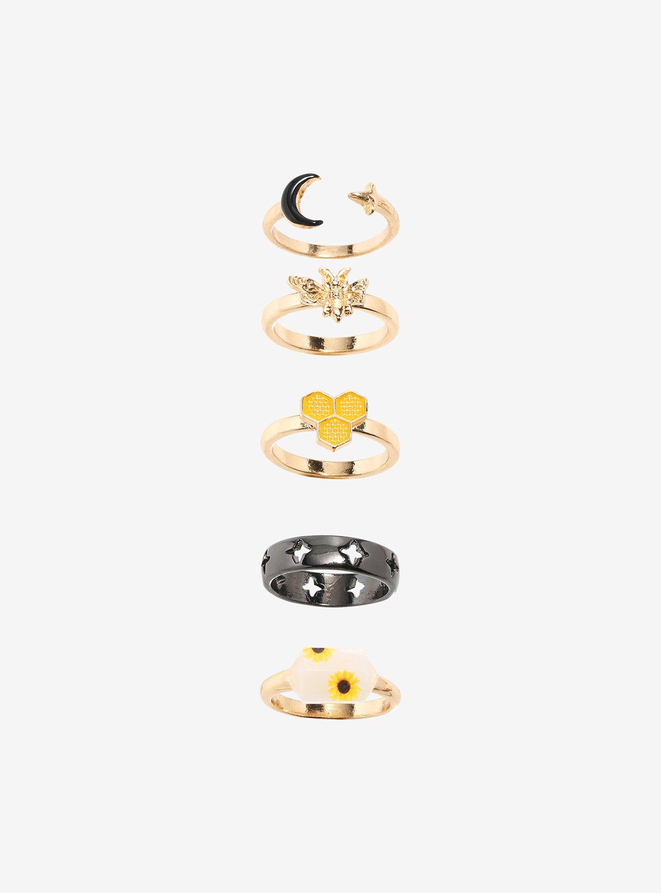 Celestial Bee Crystal Ring Set | Hot Topic