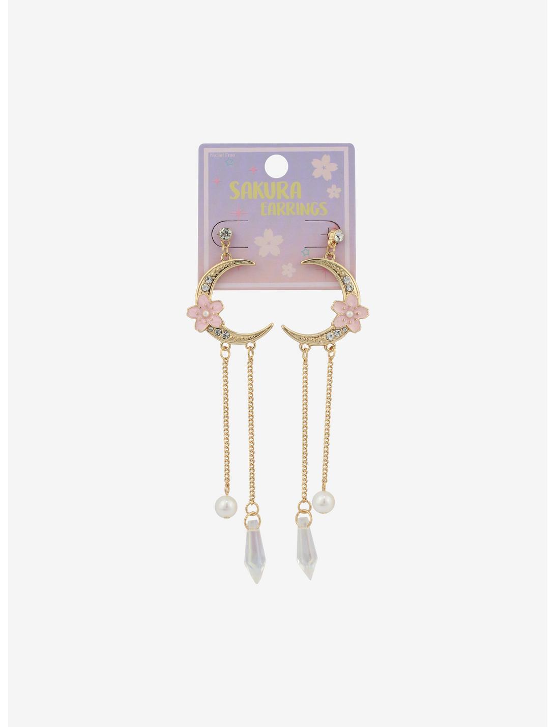 Sakura Moon Crystal Drop Earrings, , hi-res