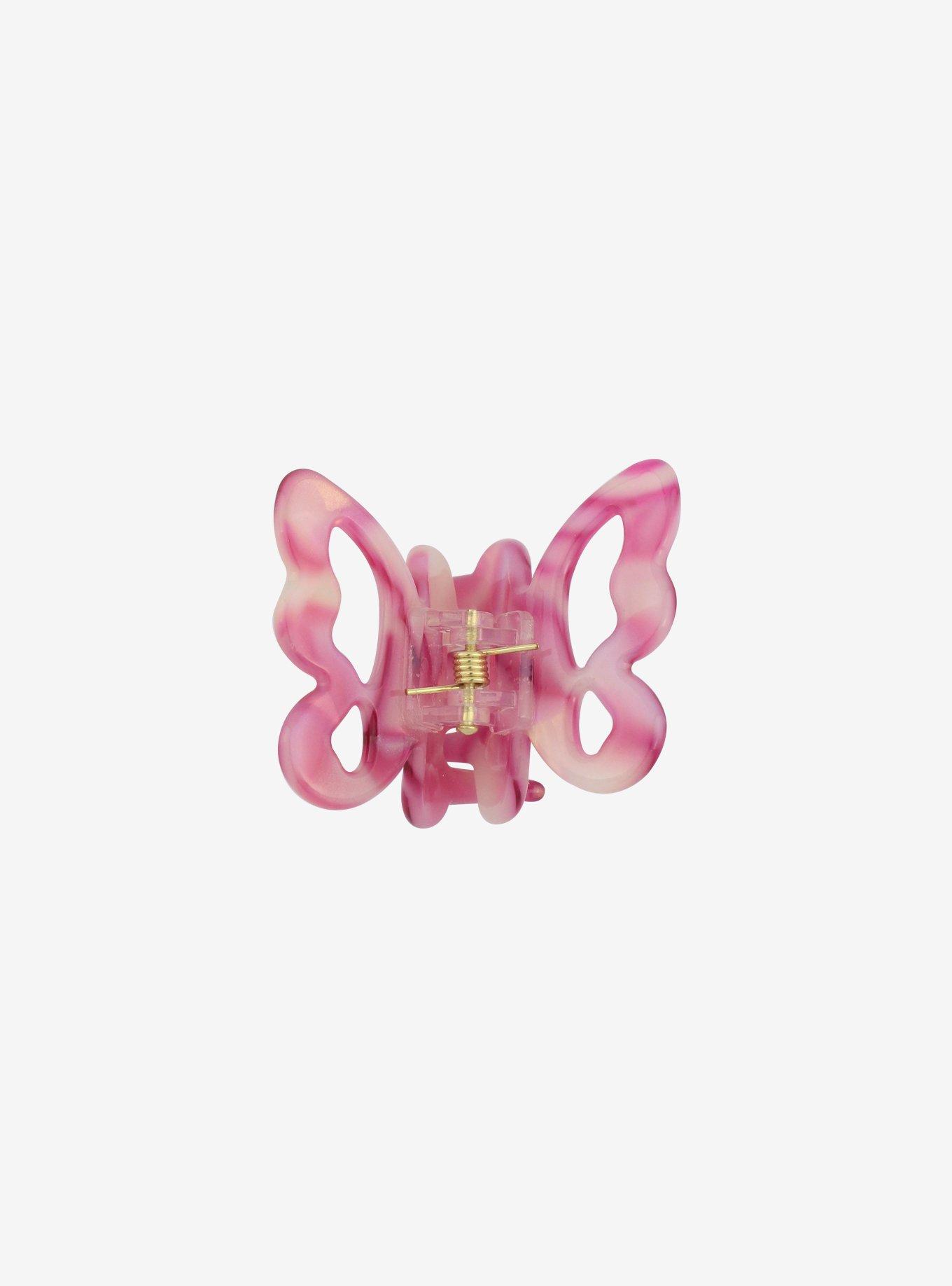 Pink Marbled Butterfly Hair Clip Hot Topic